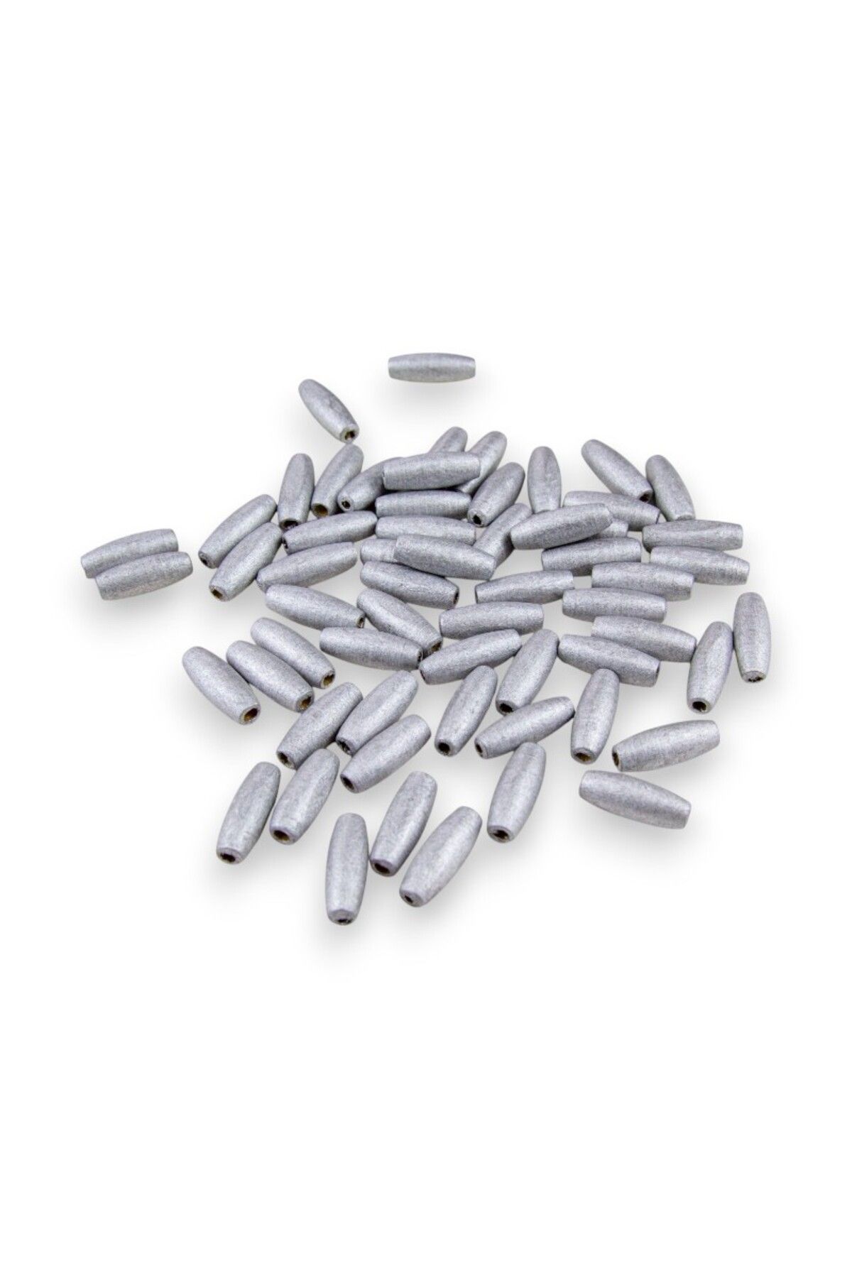 Serhat Aksesuar ve El İşçilik 12 Mm Arpa Gümüş (22X6 MM) Ahşap Boncuk 35 gr (100 ADET)