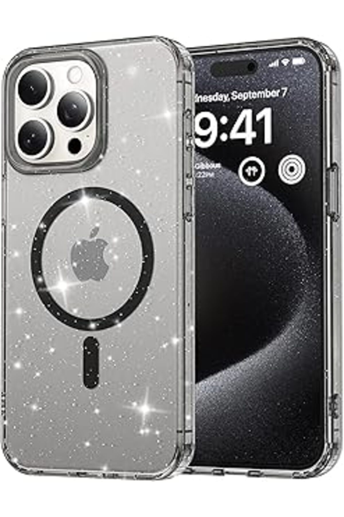 Karachil Minesk Iphone 15 Pro Max Için Magshine Serisi Magsafe Ile Uyumlu Göz Alıcı Ve Şık Simli Arka Tasarı