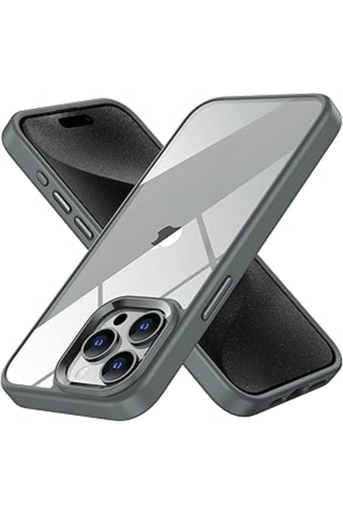 Karachil Minesk Iphone 15 Pro Için Hybrid Serisi Arkası Kristal Şeffaf Polikarbonat Kenarları Silikon Kamera