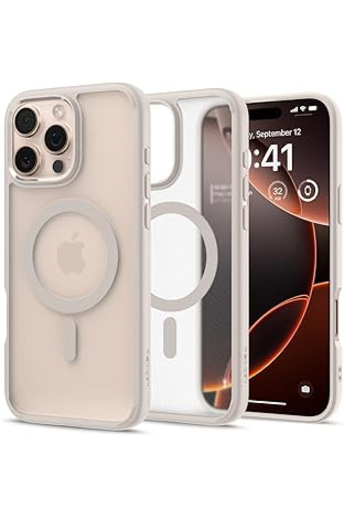 Pazarcan Iphone 16 Pro Max Kılıf Ultra Hybrid Magfit Magsafe Özellikli Frost Natural Titanium - Acs08382