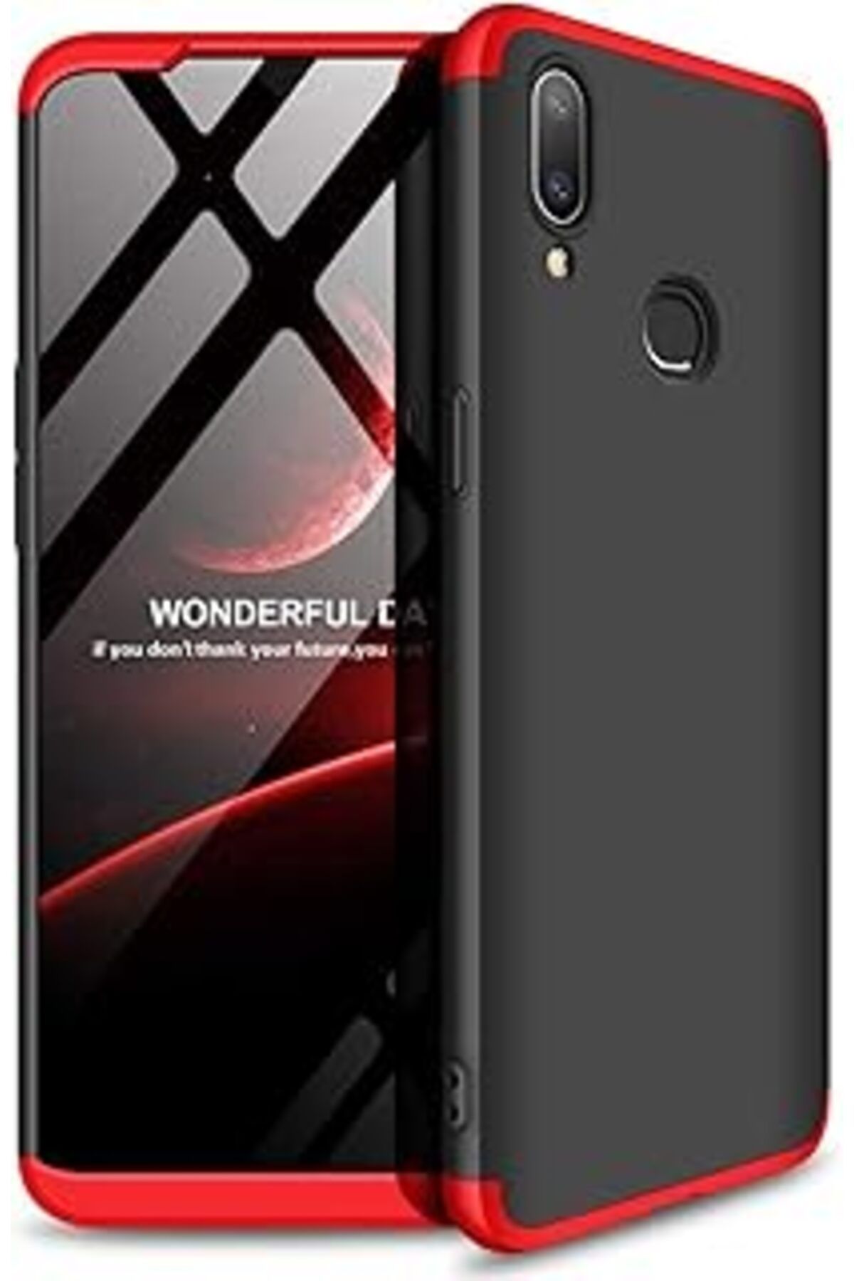 Karachil Microsonic Samsung Galaxy A10S Için Kılıf Double Dip 360 Protective Siyah Kırmızı [Galaxy A10S Ile