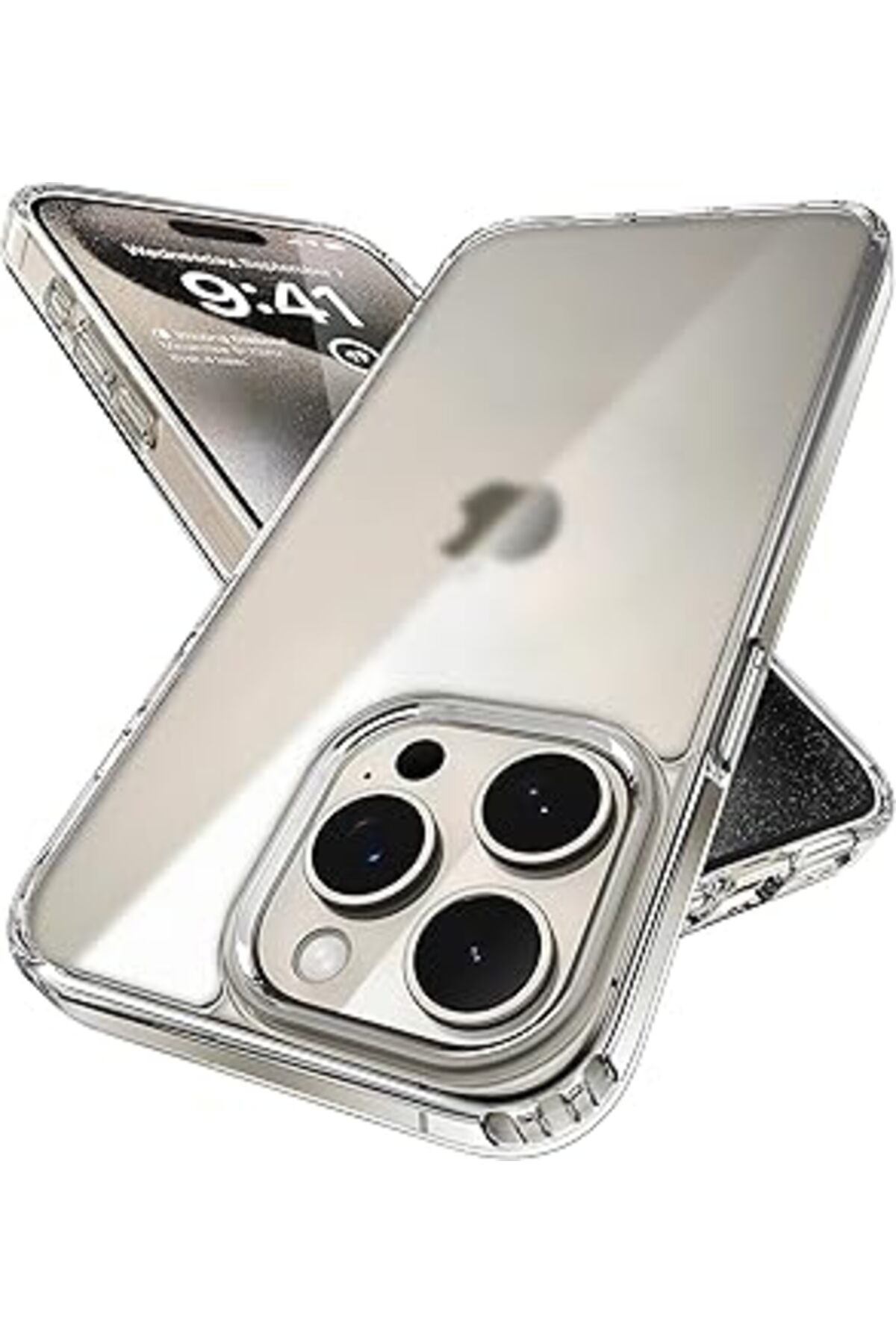 Karachil Minesk Iphone 15 Ile Uyumlu Cyrstal Clear Şeffaf Silikon Kılıf Arkası Sert Polikarbonat Kenarları Y