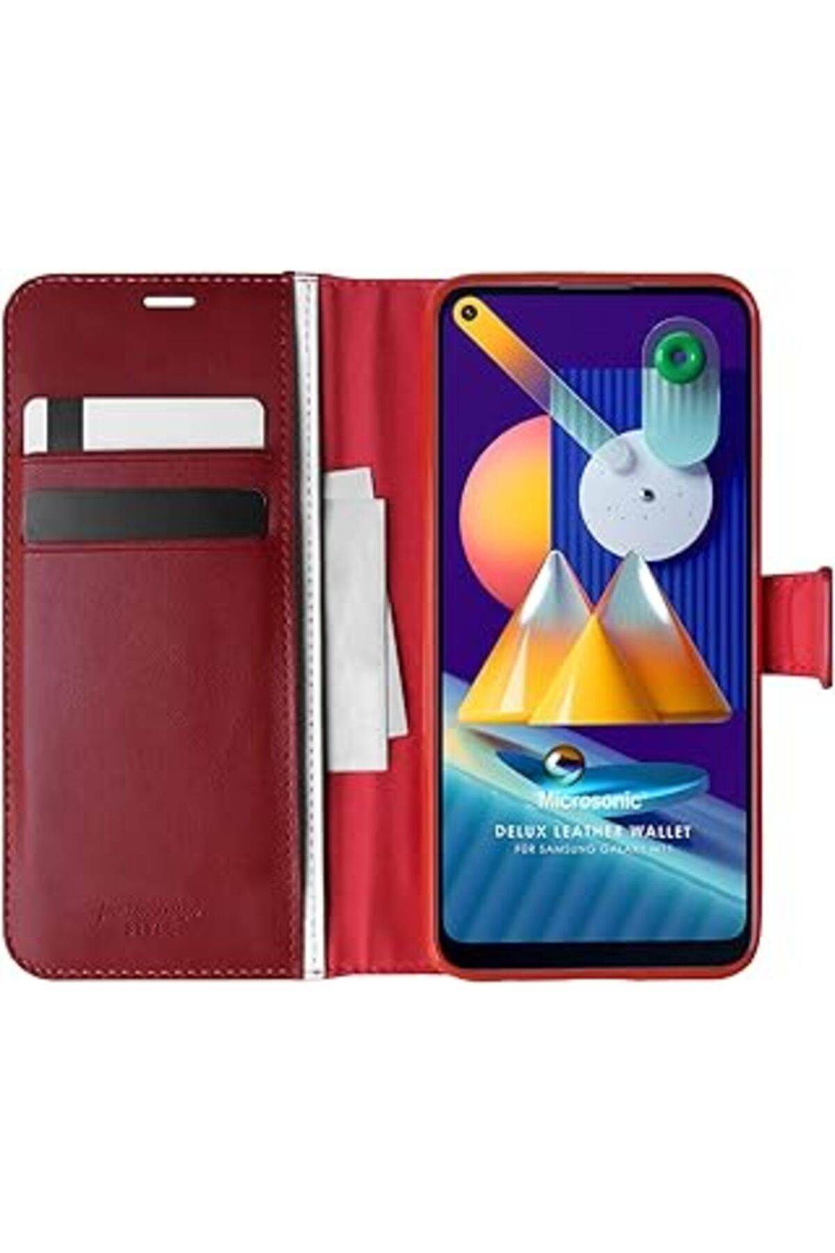 Pazarcan Microsonic Samsung Galaxy M11 Için Kılıf Delux Leather Wallet Kırmızı [Galaxy M11 Ile Uyumlu Kılıf