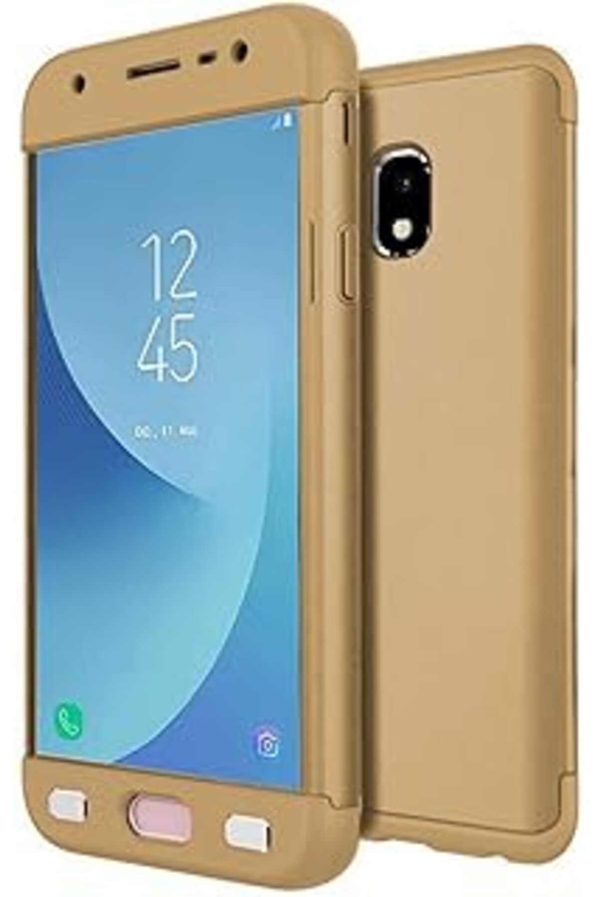 Karachil Microsonic Samsung Galaxy J7 Pro Için Kılıf Double Dip 360 Protective Gold [Galaxy J7 Pro Ile Uyuml