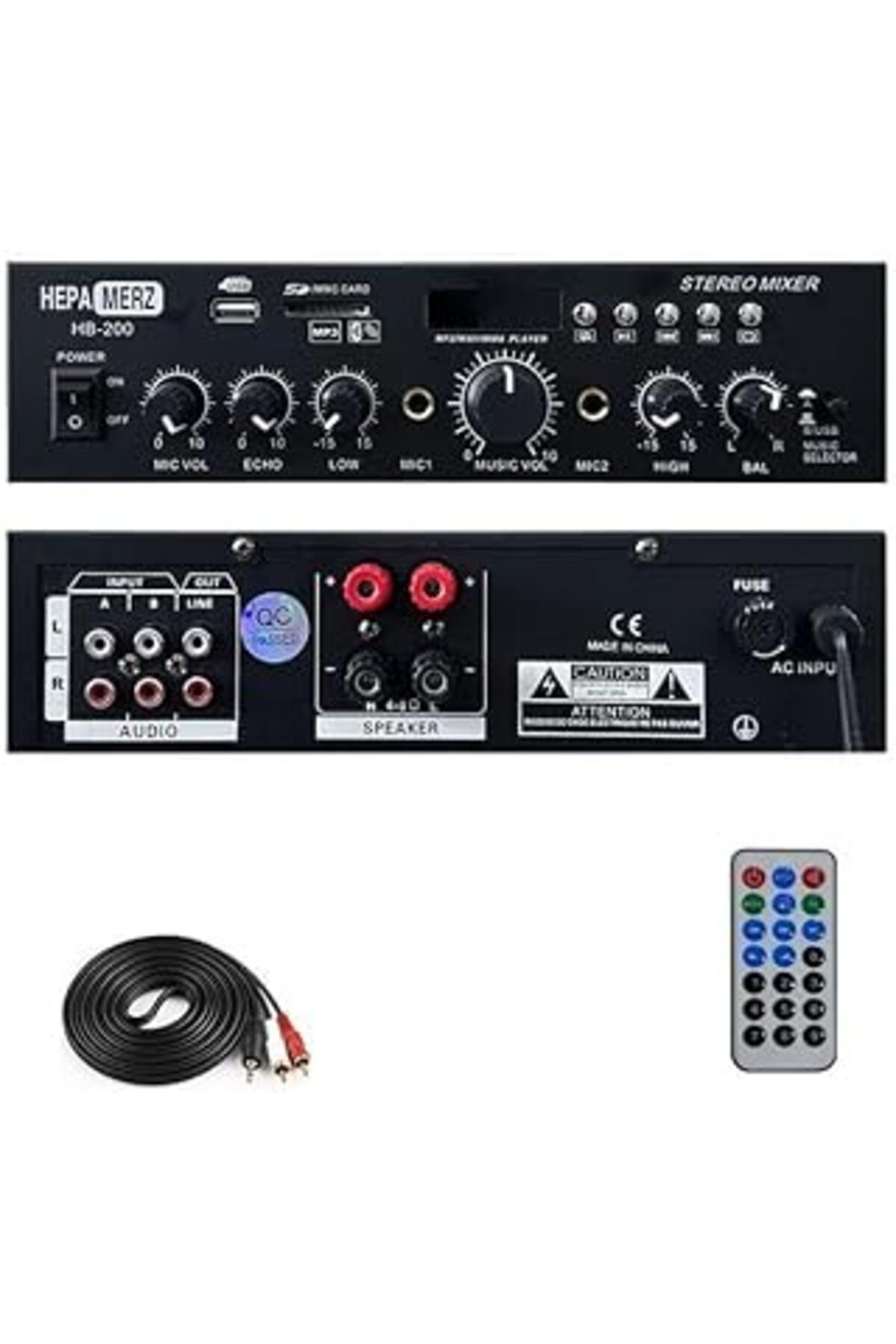 Karachil Hepa Merz Hb-200 Stereo Mixer Amfi 4-8 Ohm 2 Çıkışlı 2X100W Anfi Bluetooth Usb