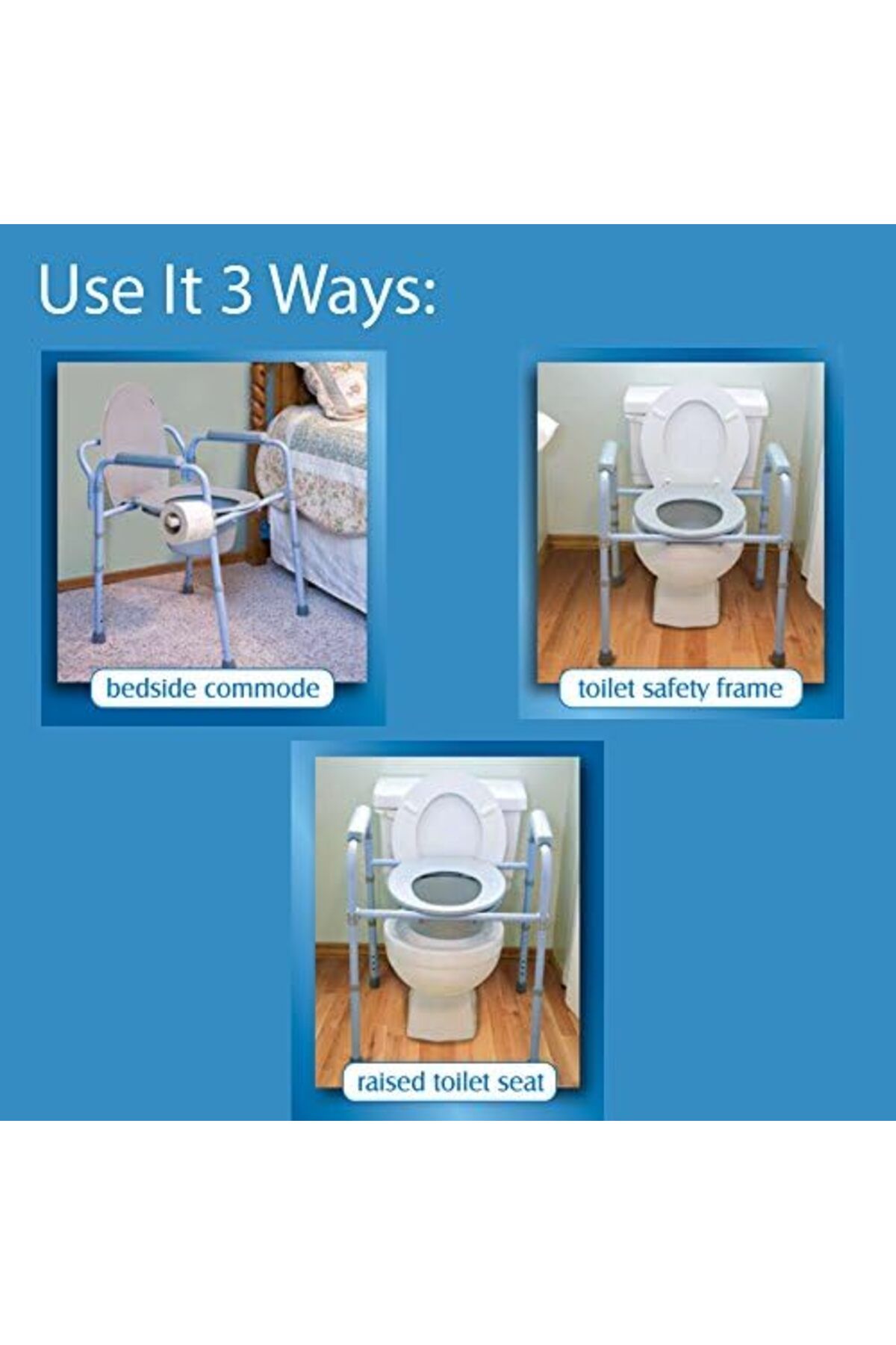 CAREX-3-in-1 Folding Bedside Commode and Raised Toilet Seat, Bedside Commodes for Seniors 4