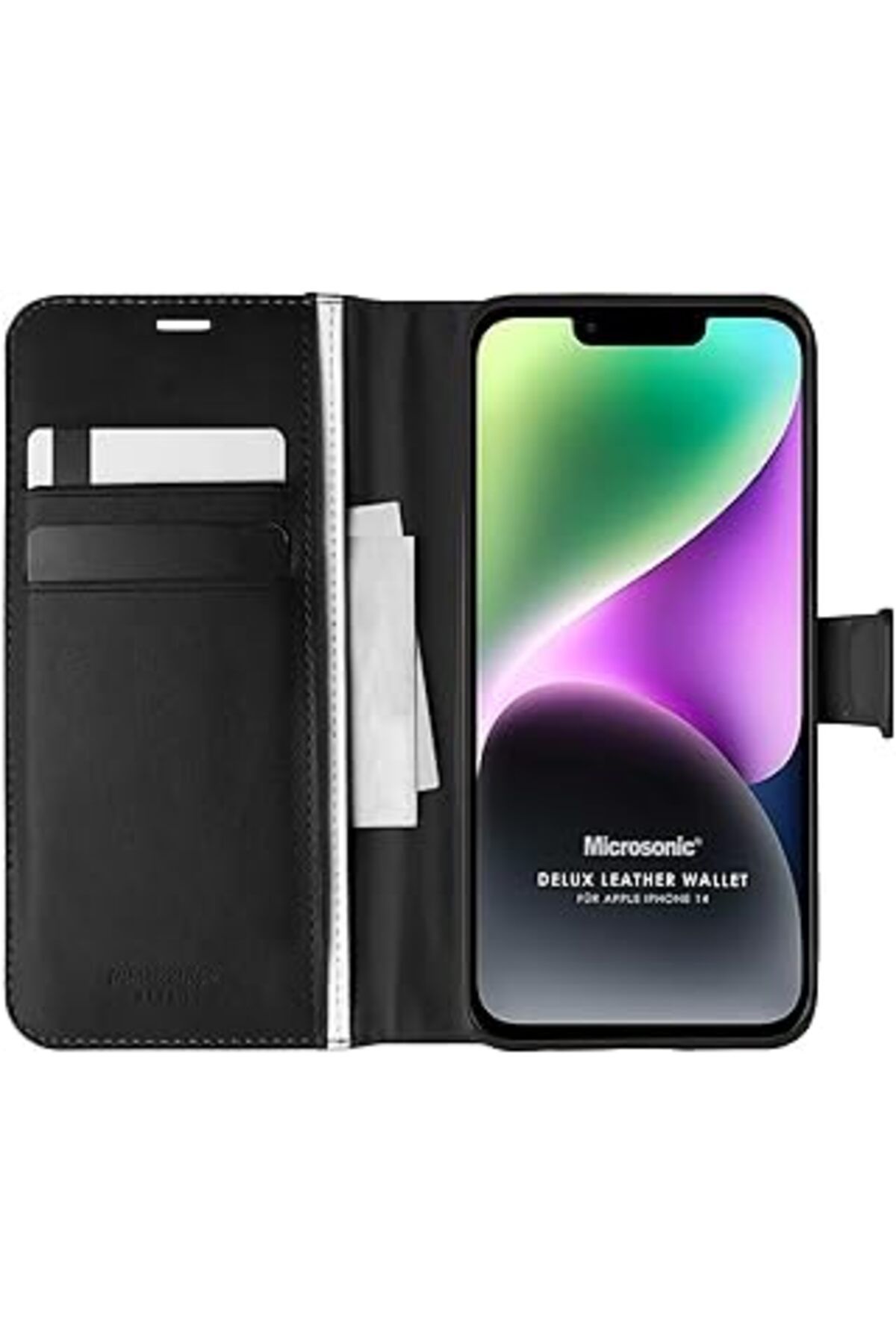Karachil Microsonic Apple Iphone 14 Için Kılıf Delux Leather Wallet Siyah [Iphone 14 Ile Uyumlu Kılıf - Siya