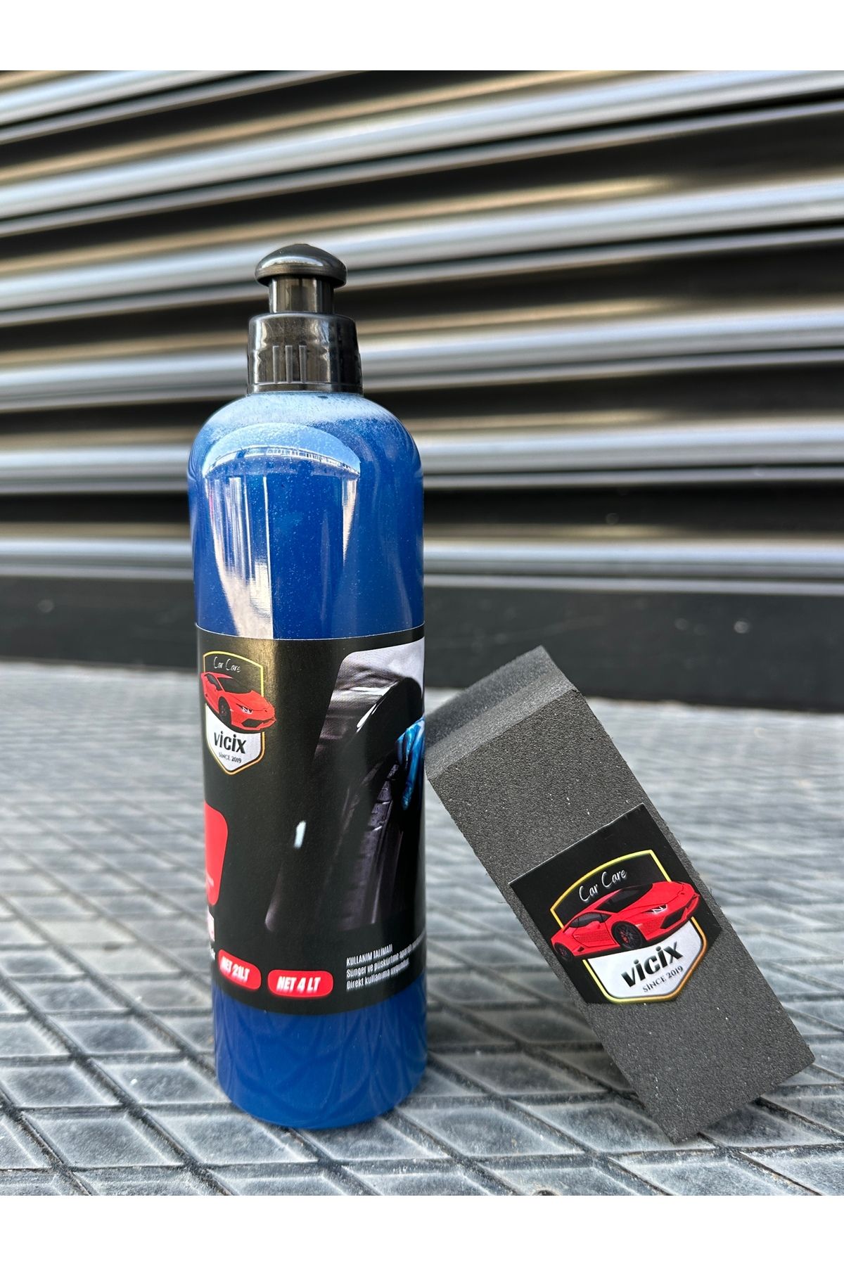 ROX KİMYA Profesyonel Lastik Parlatma Jel 400ml(MAVİ) + Sünger