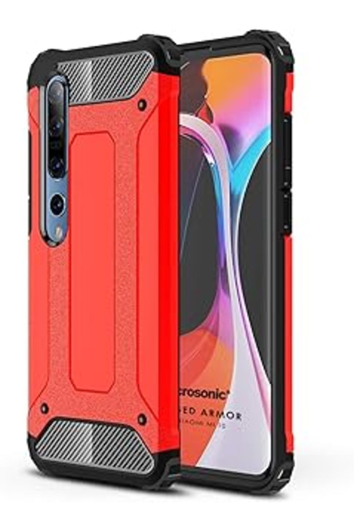 Karachil Microsonic Xiaomi Mi 10 Için Kılıf Rugged Armor Kırmızı [Mi 10 Ile Uyumlu Kılıf - Kırmızı]