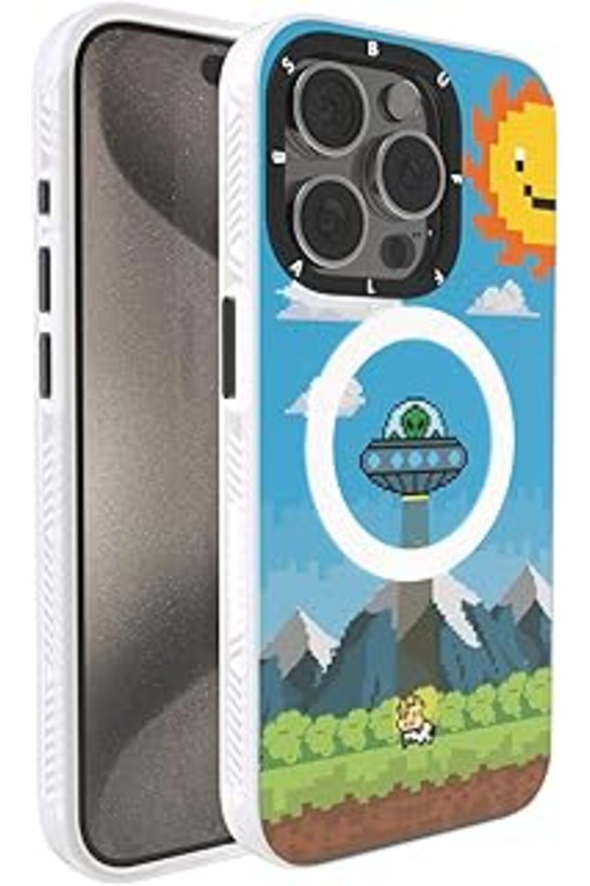 Karachil Buff Labs Iphone 15 Pro Max İle Uyumlu Magkit Desenli Kılıf,Darbe Emici Tpu + Pc Kılıf (Ufo)