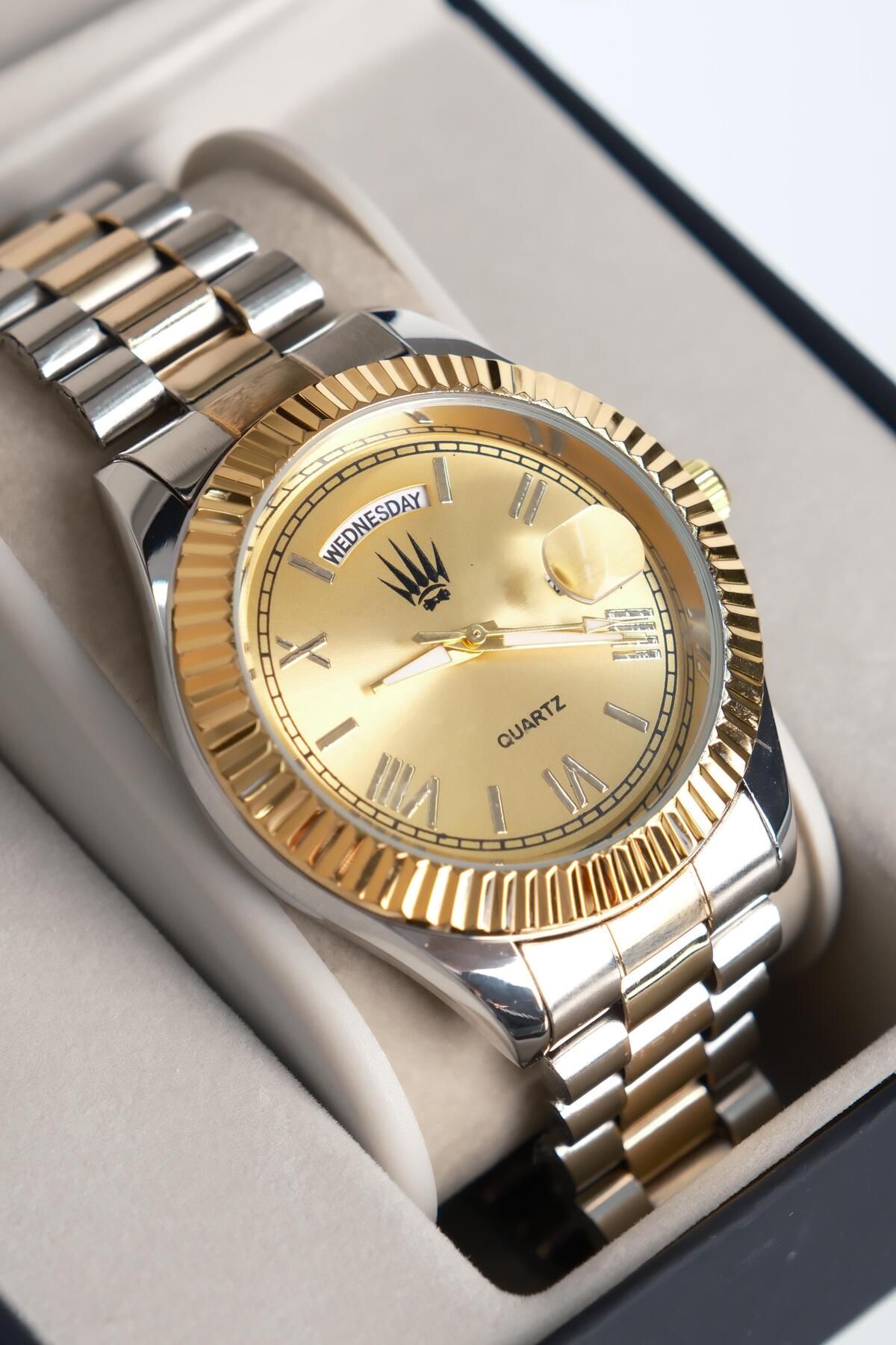 WATCHOFROYAL Lumen Romanum Silver Gold Sarı Kol Saati