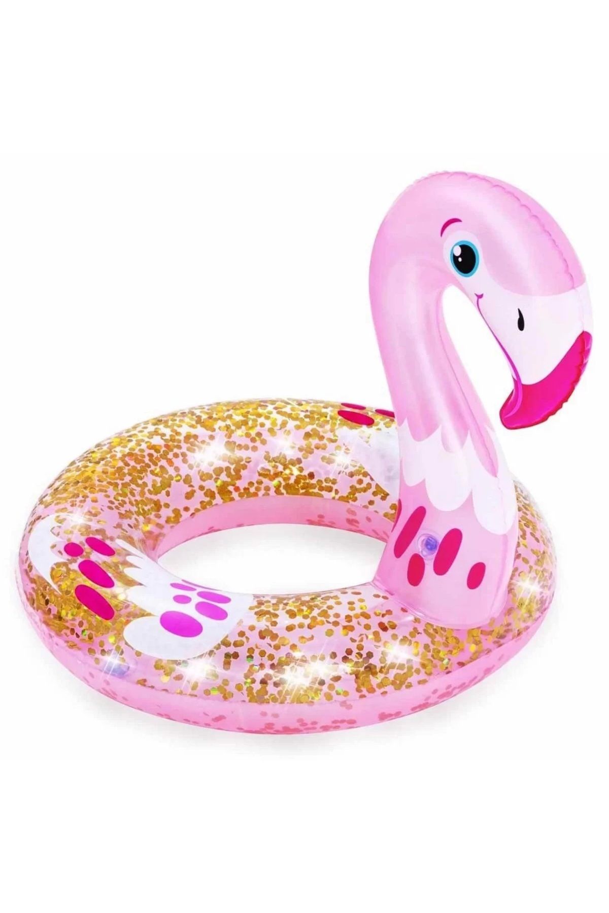 Muhcu Home Simli Sevimli Flamingo - Simit Yüzücü - Can Simidi - Pembe