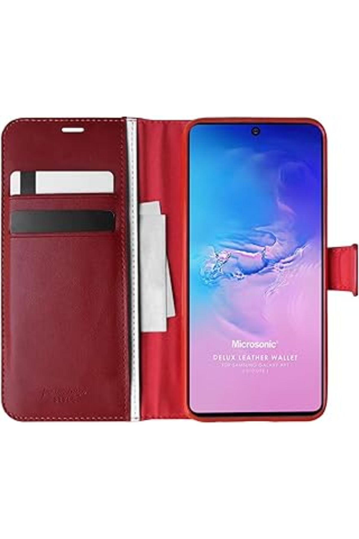 Karachil Microsonic Samsung Galaxy S10 Lite Için Kılıf Delux Leather Wallet Kırmızı [Galaxy S10 Lite Ile Uyu