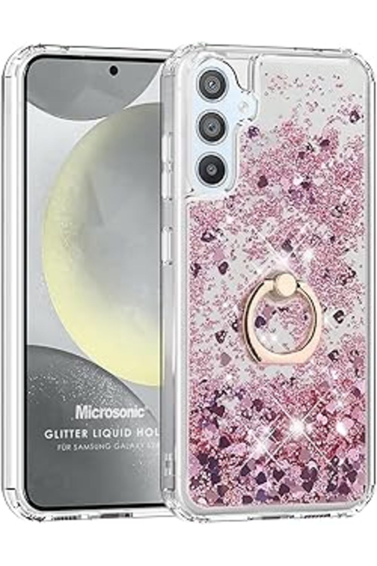 Karachil Microsonic Samsung Galaxy A55 Kılıf Glitter Liquid Holder Pembe [Galaxy A55 Ile Uyumlu Kılıf - Pemb