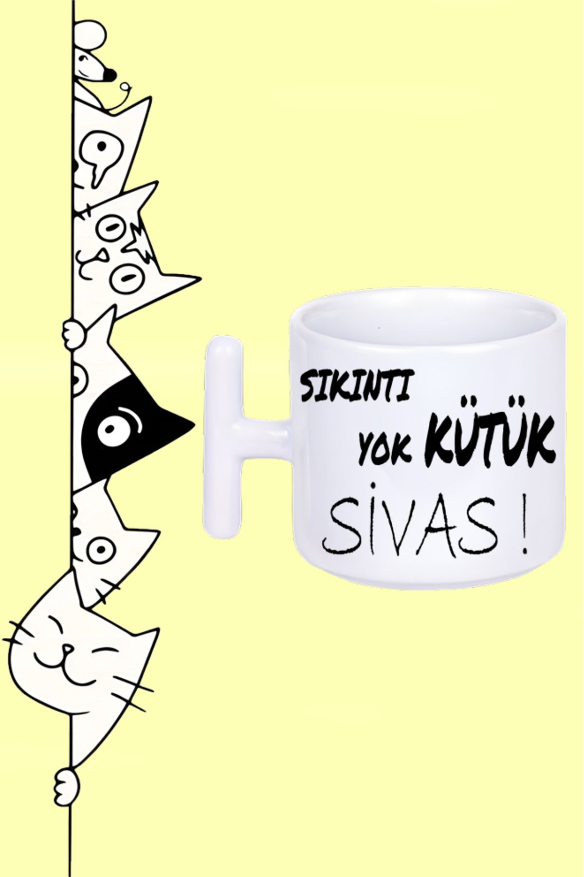 Olympus plus SIKINTI YOK KÜTÜK SİVAS MODDO TASARIM BASKILI BEYAZ T SAP KUPA BARDAK