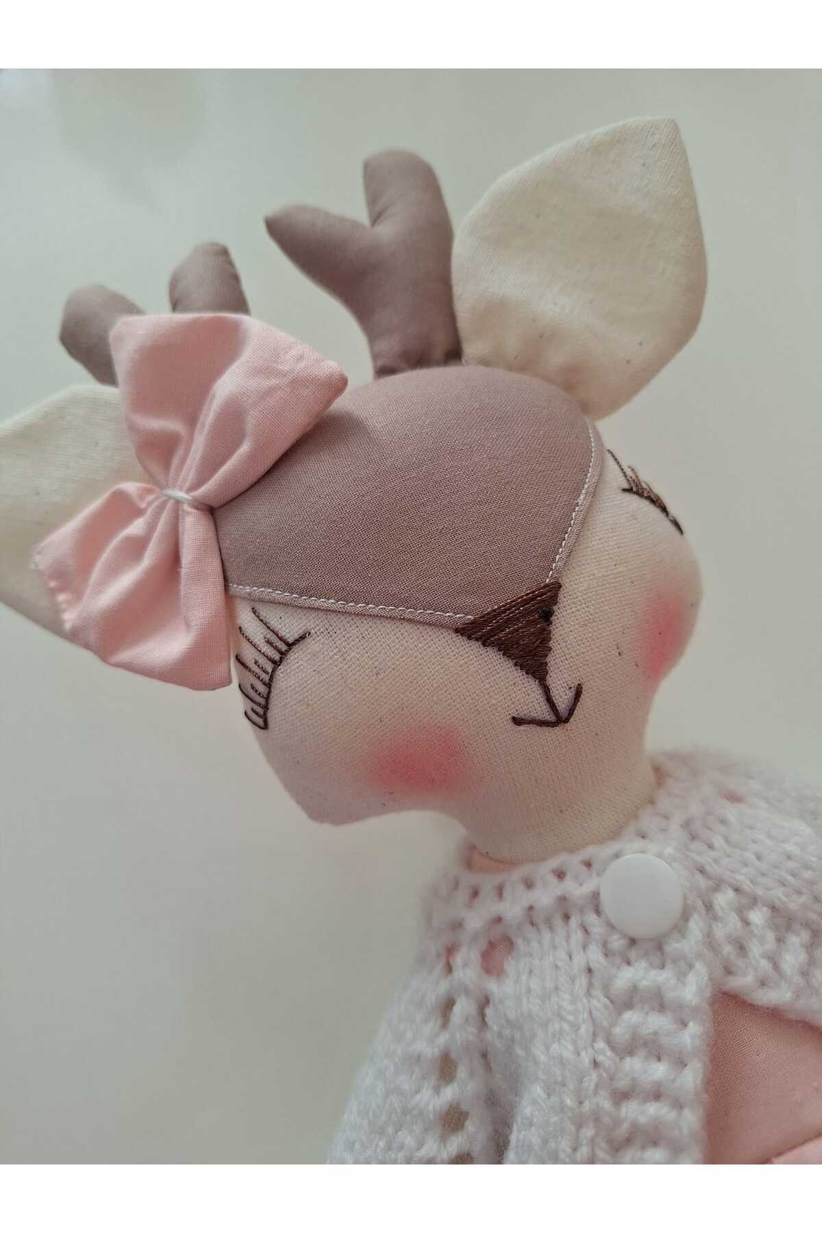 BERLİNA DOLLS Oyun&uyku Arkadaşı El Yapımı Oynar Kollu - Tak Çıkar Elbiseli Organik Geyik-boyu:37cm fotoğrafı 2 (önizleme)