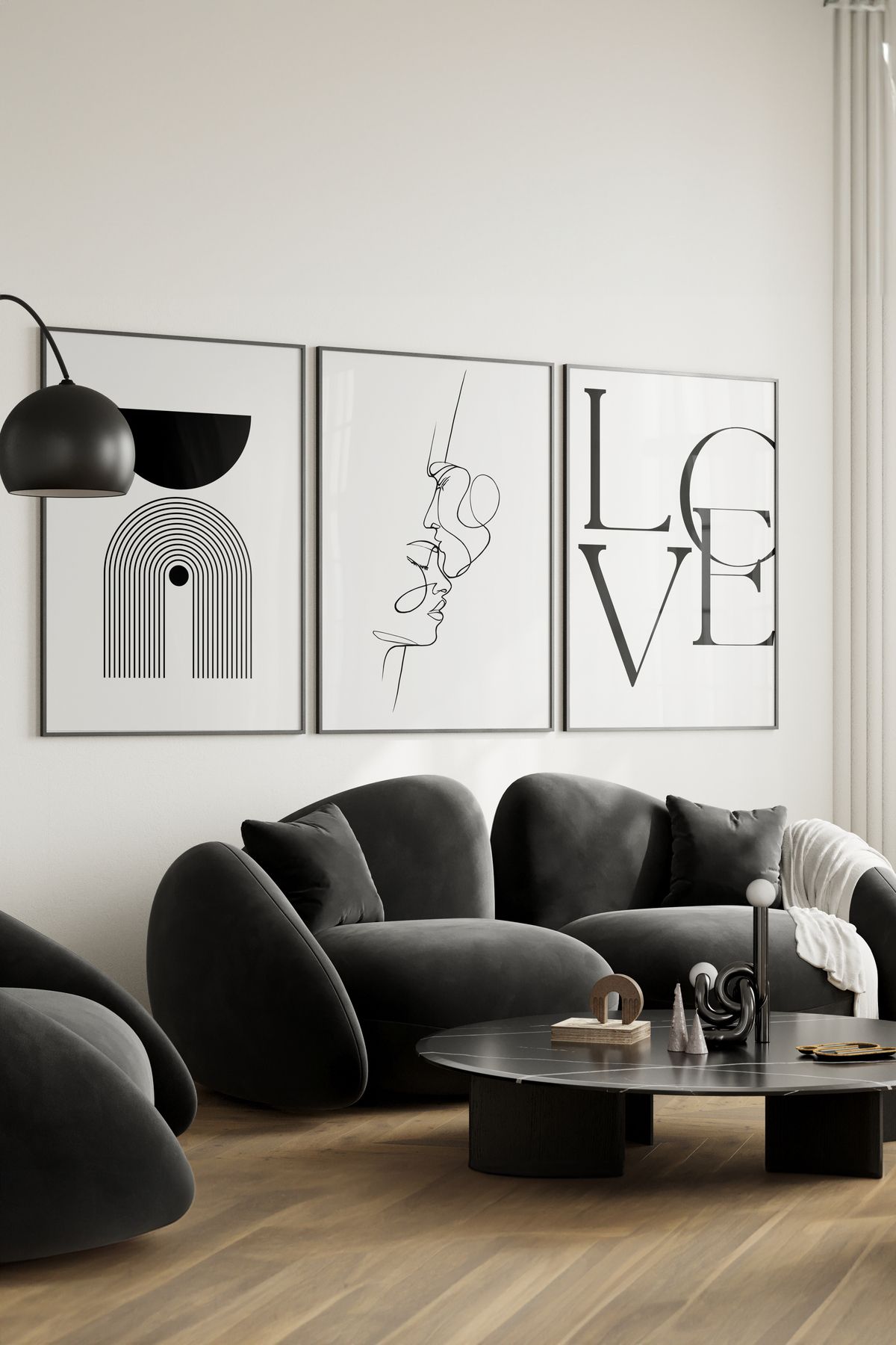 Home 3'lü Estetik Love Serisi, Oturma Odası Dekoru, Mutfak Dekoru, Salon Tablosu, Çerçevesiz Poster seti