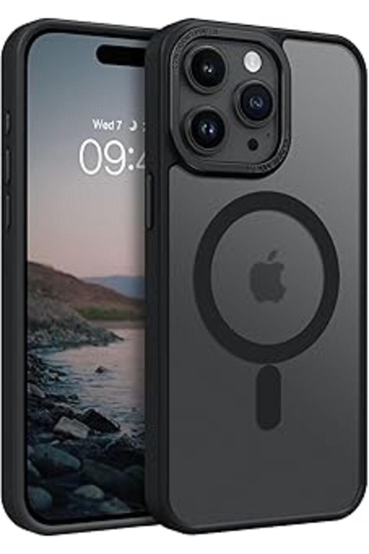 Karachil Minesk Iphone 16 Plus Için Magsafe Ile Uyumlu Arkası Mat Silikon Kılıf Metal Lens Çerçeveli Ve Met