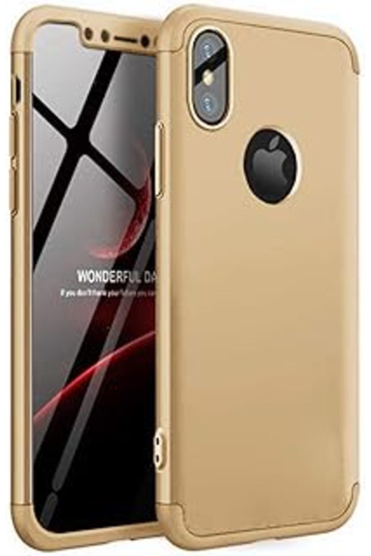 Karachil Microsonic Apple Iphone X Için Kılıf Double Dip 360 Protective Gold [Iphone X Ile Uyumlu Kılıf - Go