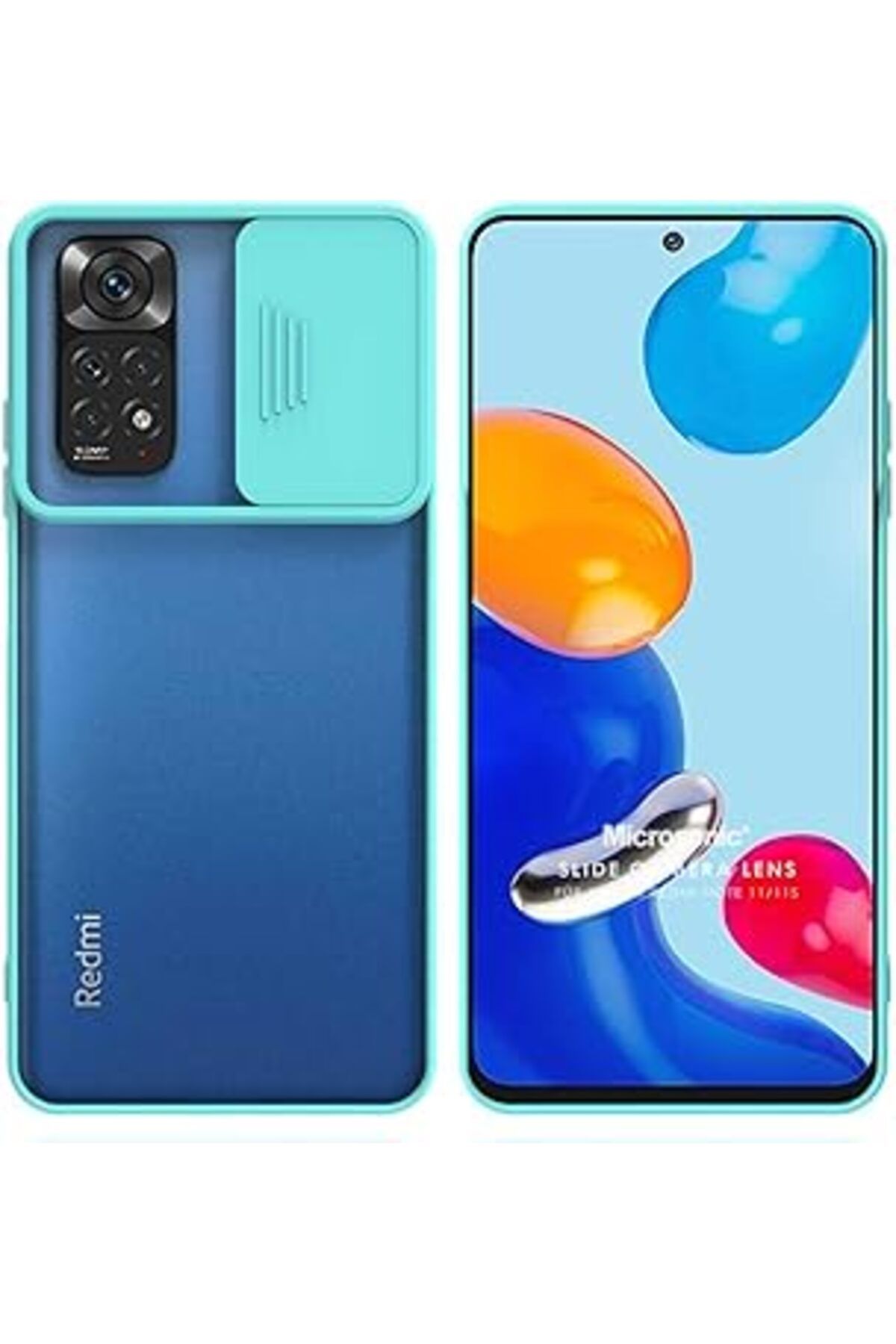 Karachil Microsonic Xiaomi Redmi Note 11S Kılıf Slide Camera Lens Protection, Turkuaz