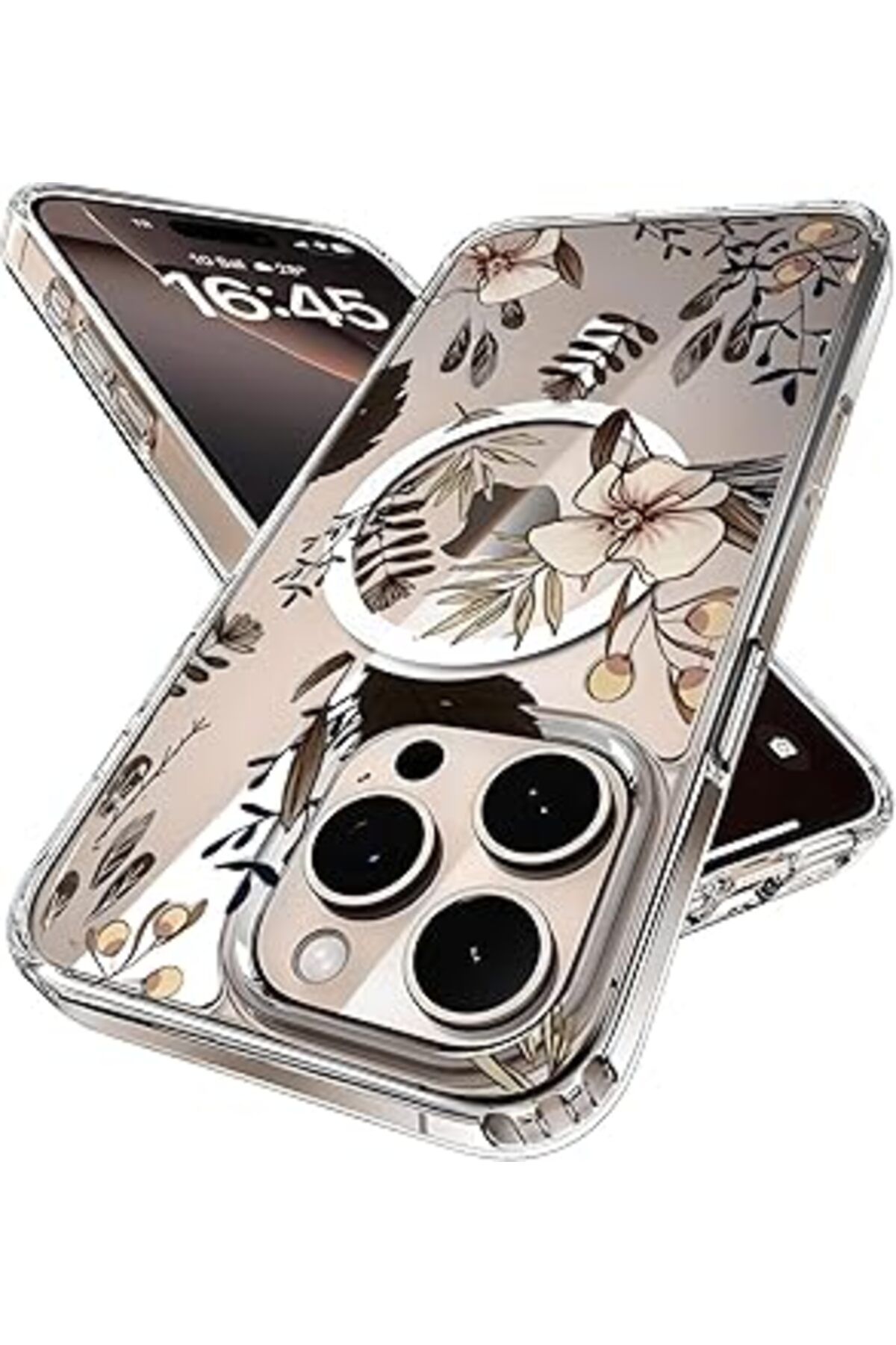 Pazarcan Minesk Iphone 16 Pro Için Flower Serisi Magsafe Ile Uyumlu Göz Alıcı Ve Şık Tasarımlı Çiçek Desenli