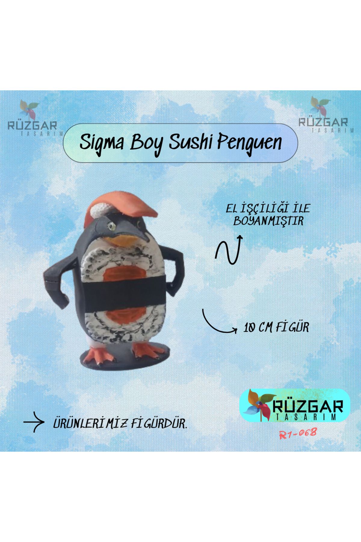 Rüzgar Tasarım Sigma Boy Sushi Penguen Tung Tung Sahur Karakteri 10 Cm Figür