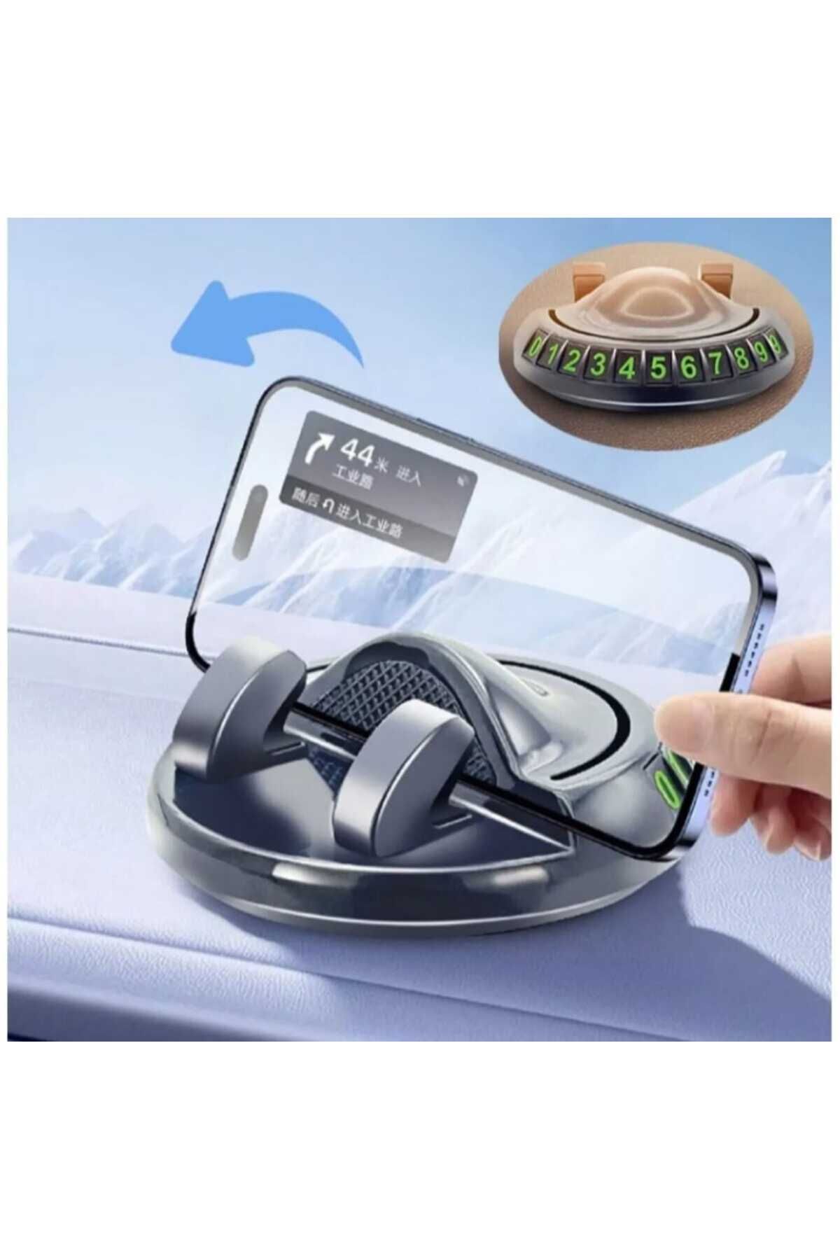 hipiylow Numaratörlü 360 Dönebilen Premium Araç İçi Telefon Tutacağı Yapışkanlı Araba Telefon Tutucu