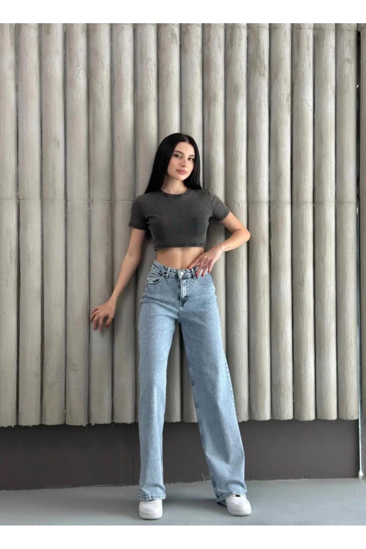 shop LİKRALI PALAZZO KAR YIKAMA JEAN PANTOLON