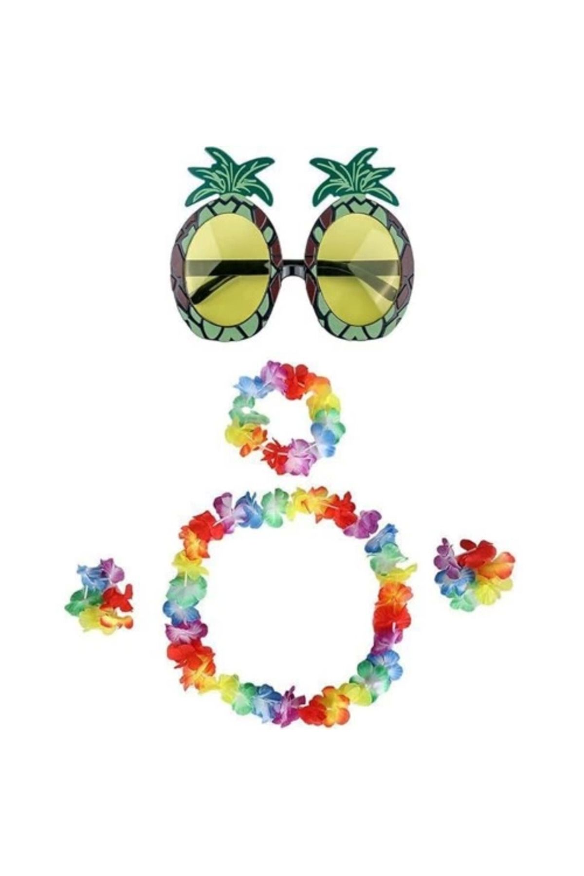 Zayla Renkli Ananas Gözlük, , Kolye ve Bileklik Seti