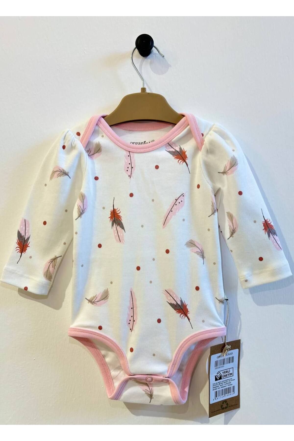 OrganicKid Bebenova %100 Organik Pamuk Yaprak Desenli Body - Zıbın