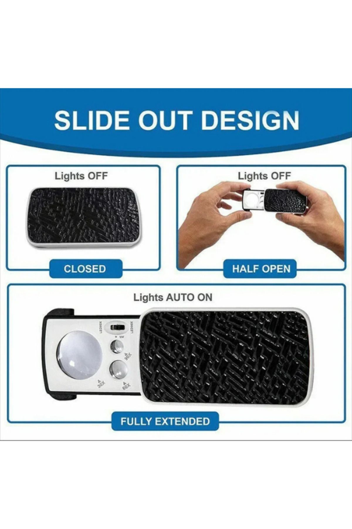 TAREZ-Th-774 Trinocular Illuminated Magnifier – 30X 60X 90X Zoom with Uv and Led Lights 3