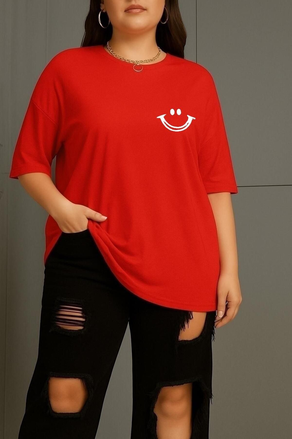 BENROMA BÜYÜK BEDEN GÜLÜCÜK BASKILI UNİSEX TİŞÖRT