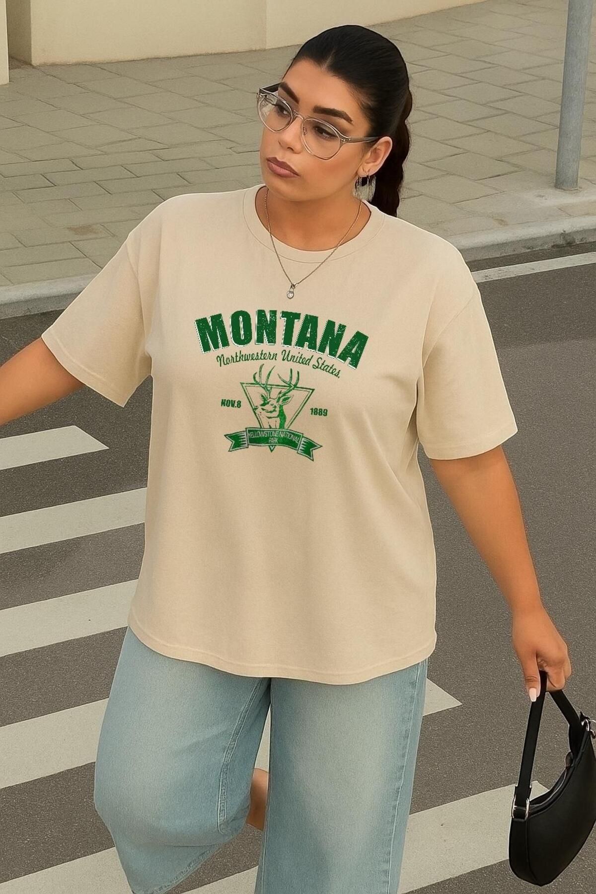 BENROMA BÜYÜK BEDEN MONTANA BASKILI UNİSEX TİŞÖRT