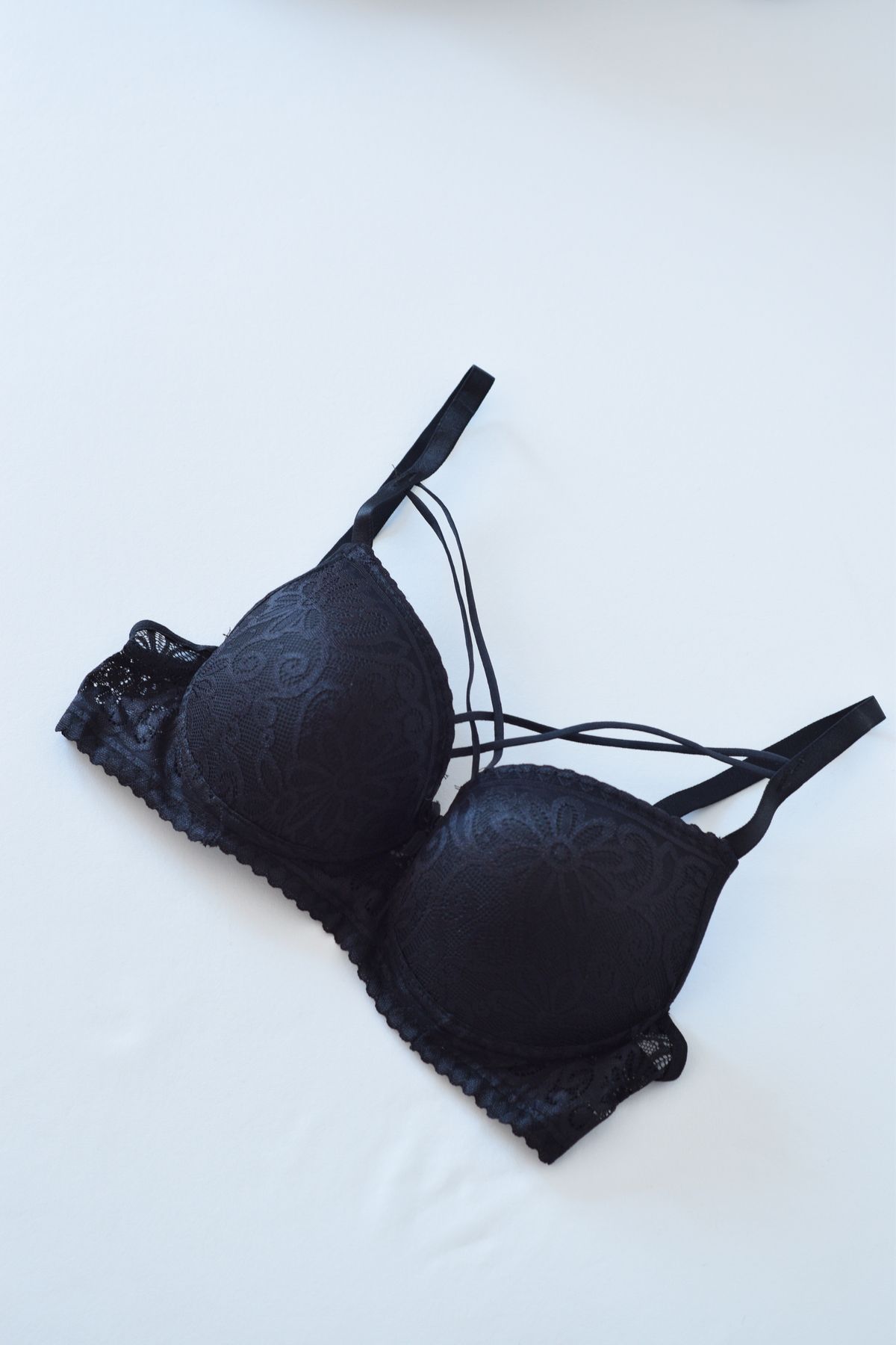 Arven Home Design Siyah Dantelli Strappy Sütyen Takımı