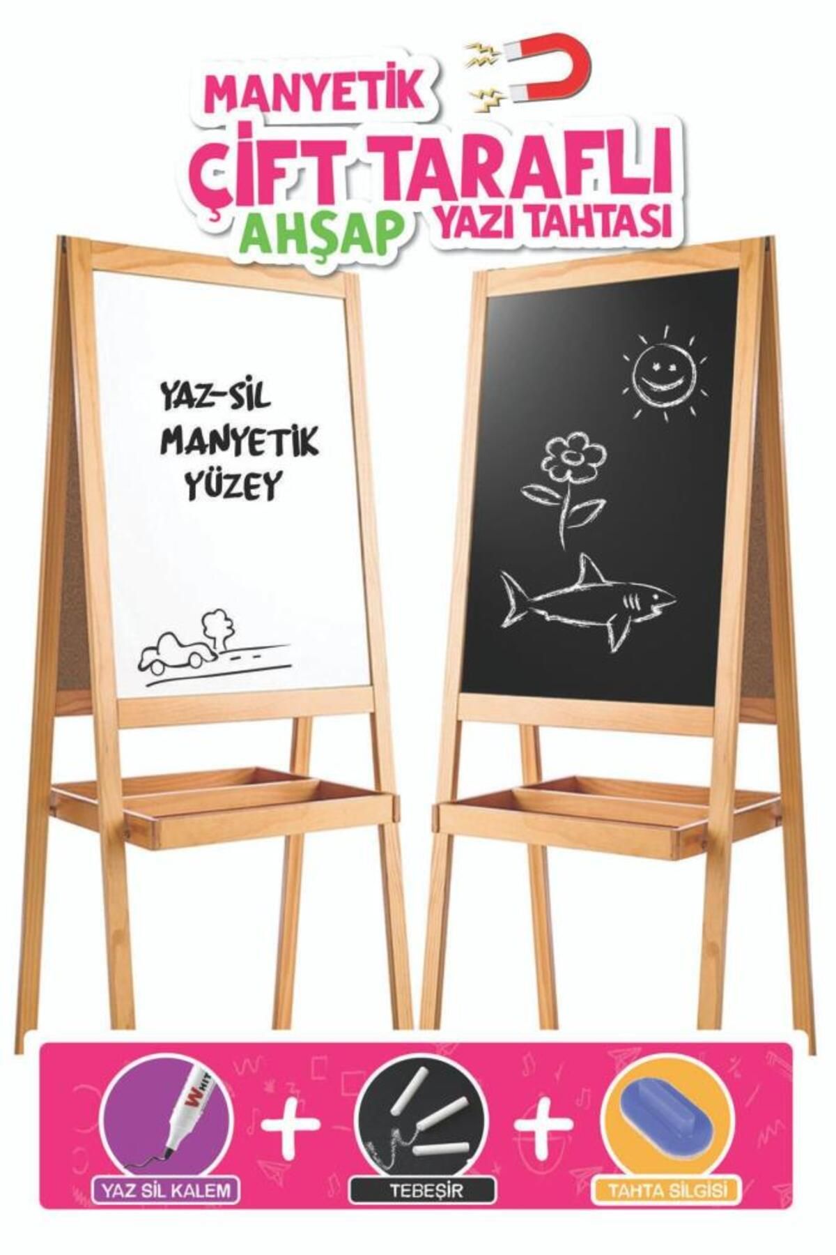 gnsstore Dıytoy Manyetik Çift Taraflı Ahşap Yazı Tahtası