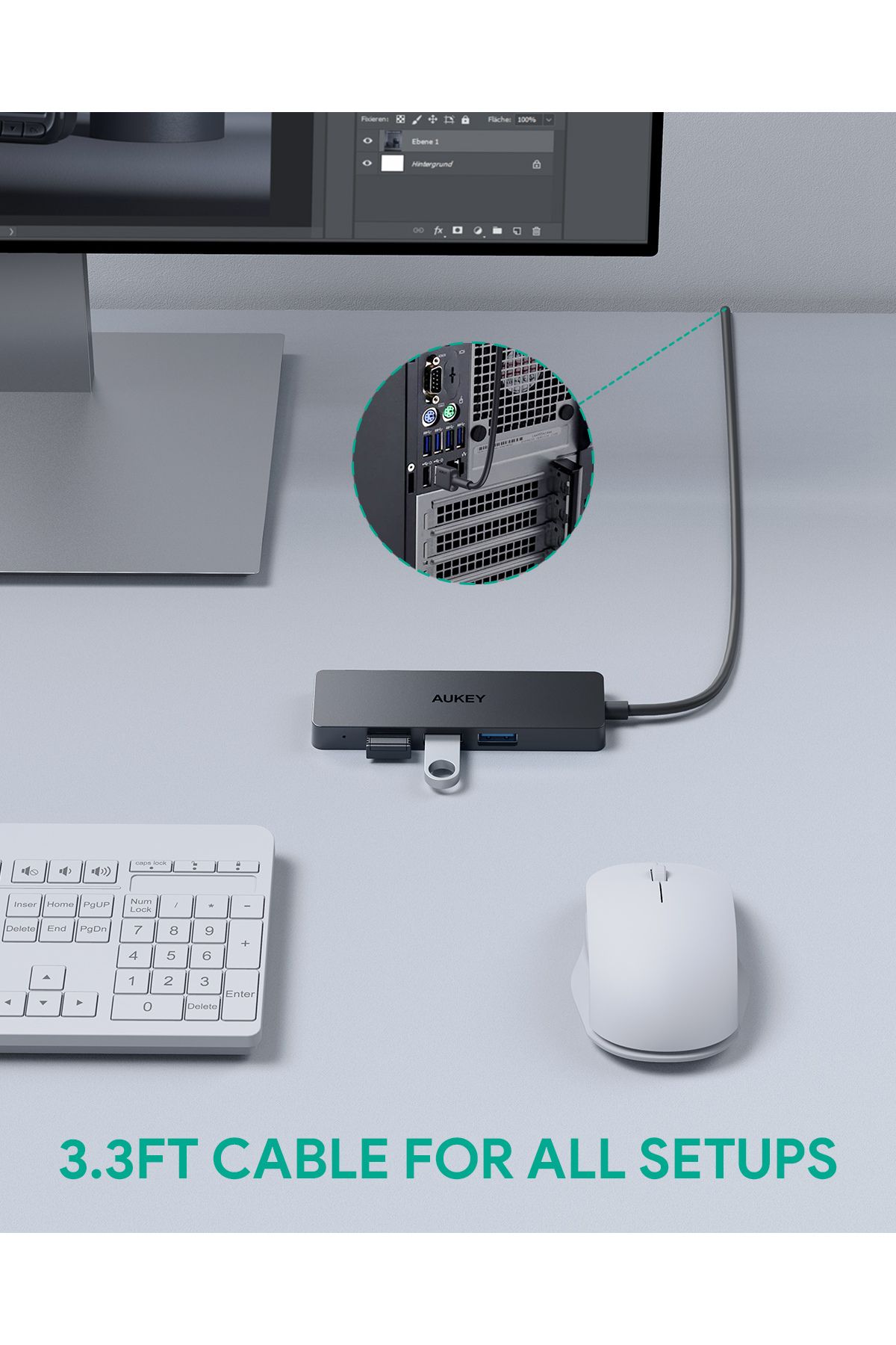 AUKEY-Unity Slim A 4 USB-A in 1 Data Hub Black 4