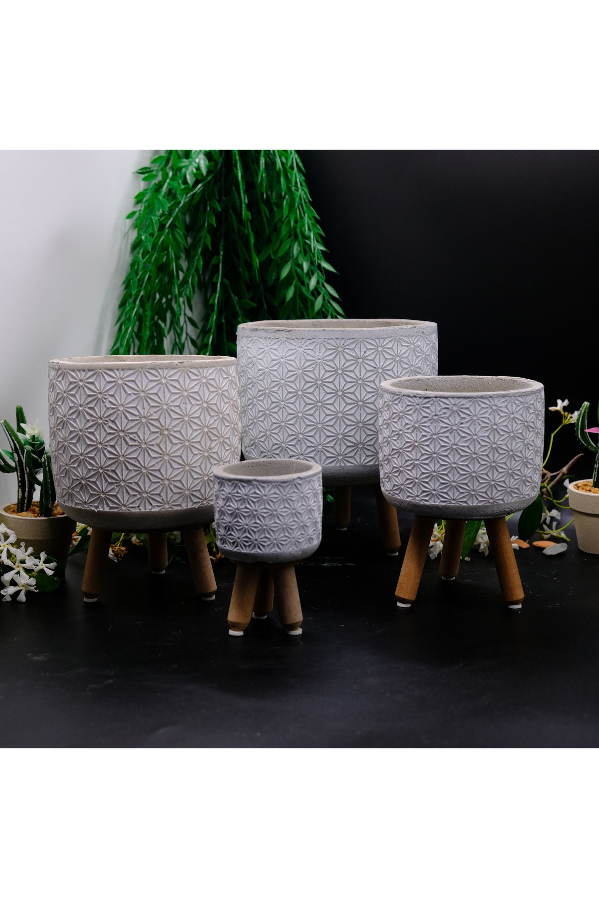 BGGdekor Yıldız set dekoratif BETON SAKSI