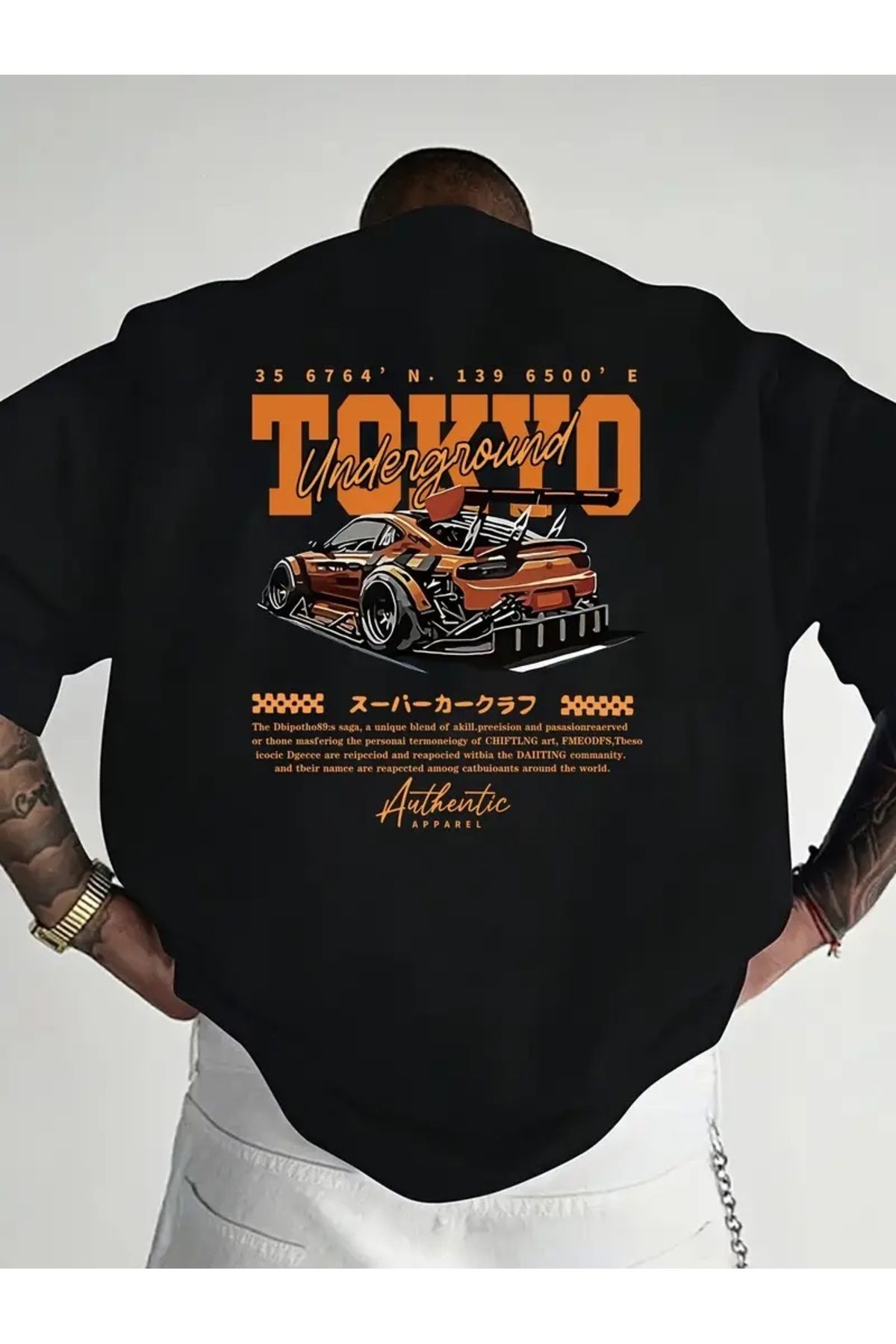 Hunors Sportswear & Company Unisex Kadın/Erkek Oversize Baskılı Pamuklu Bisiklet Yaka Kısa Kollu SİYAH T-shirt
