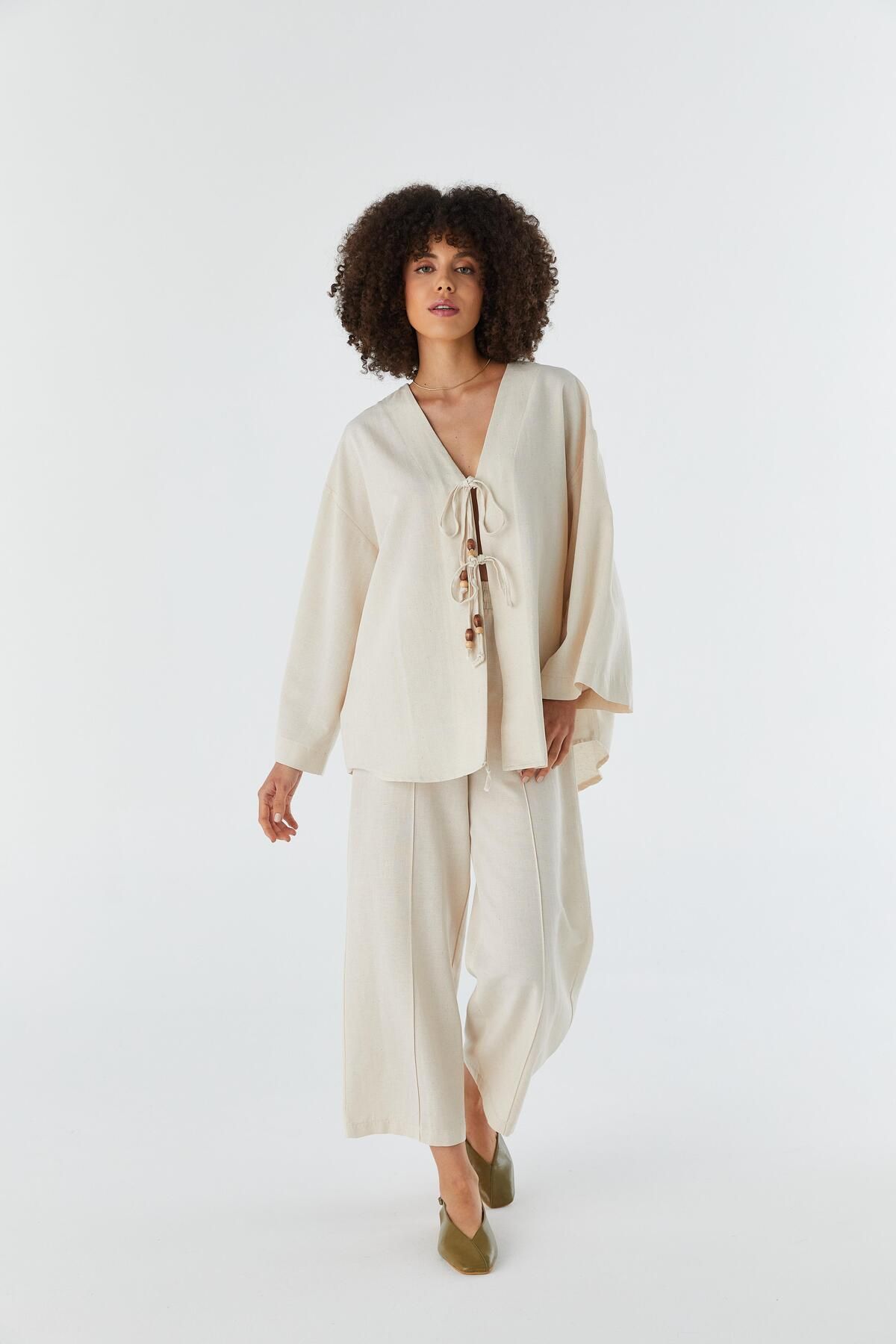 Shopping Shop Keten Kimono Takım NATURAL