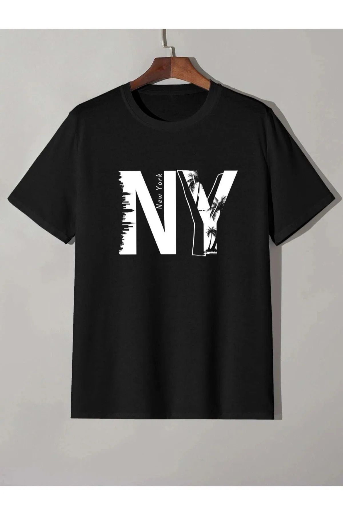 Hunors Sportswear & Company Unisex Kadın/Erkek Siyah NY Baskılı Oversize T-shirt