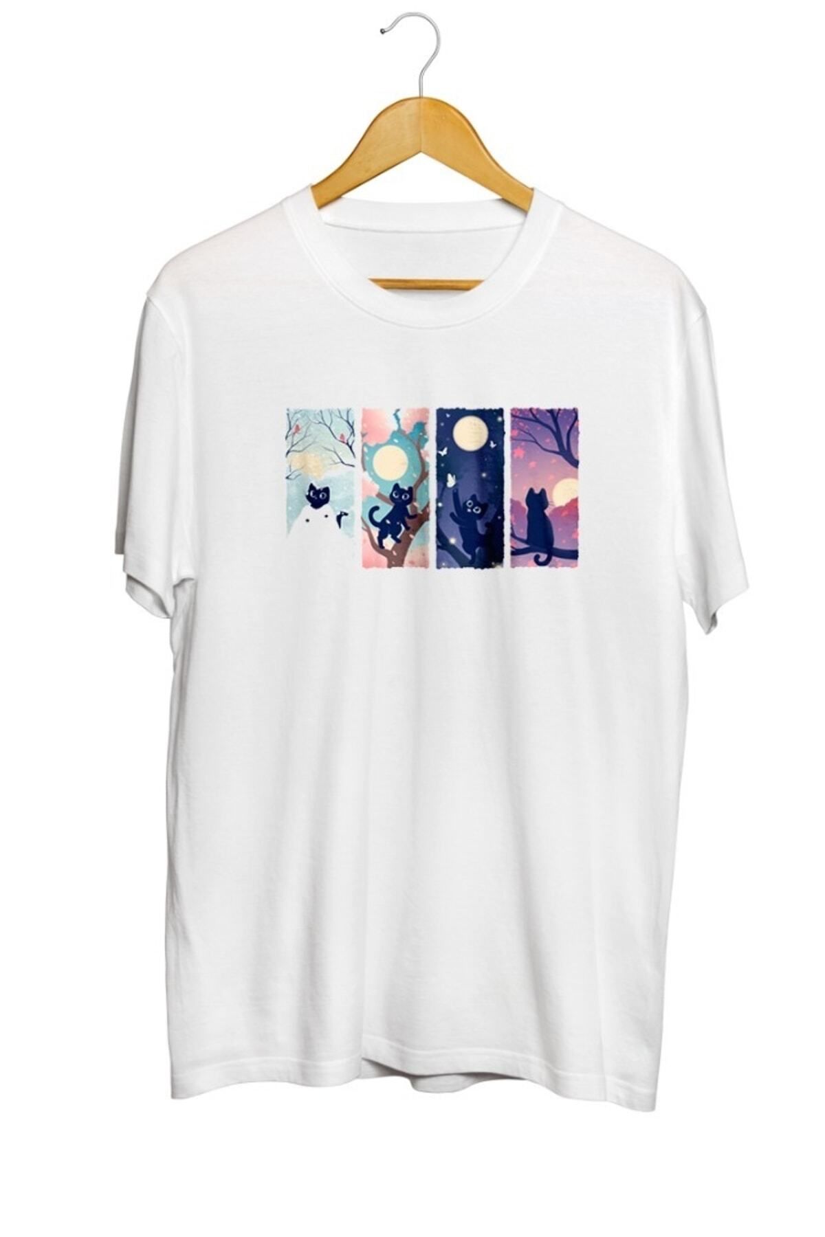 Miba Store Kedi Baskılı Unisex Tişört