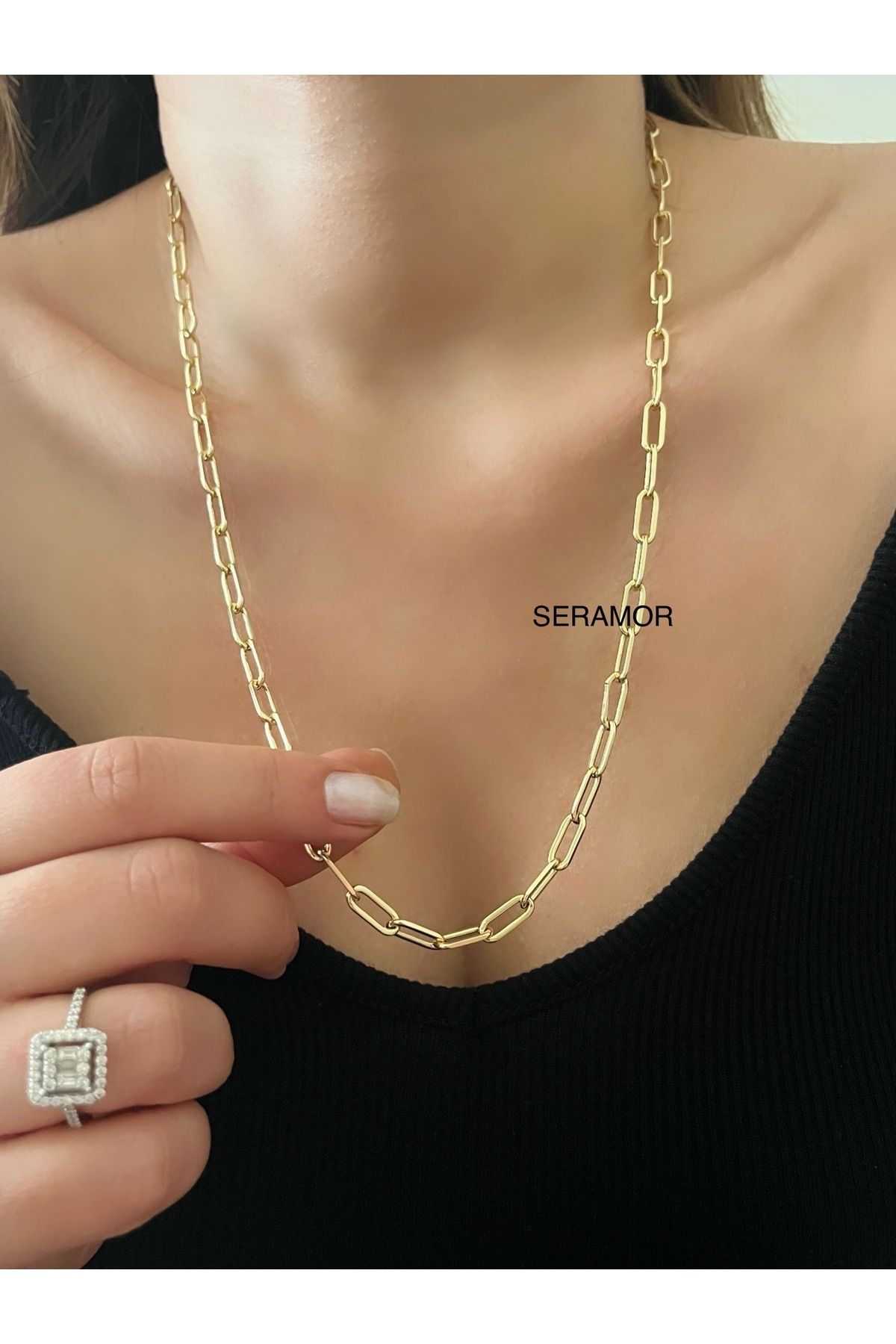 XUPING JEWELRY 14K altın renginde kuyumcu işçiliği kararmaz Ataç kolye 60 cm