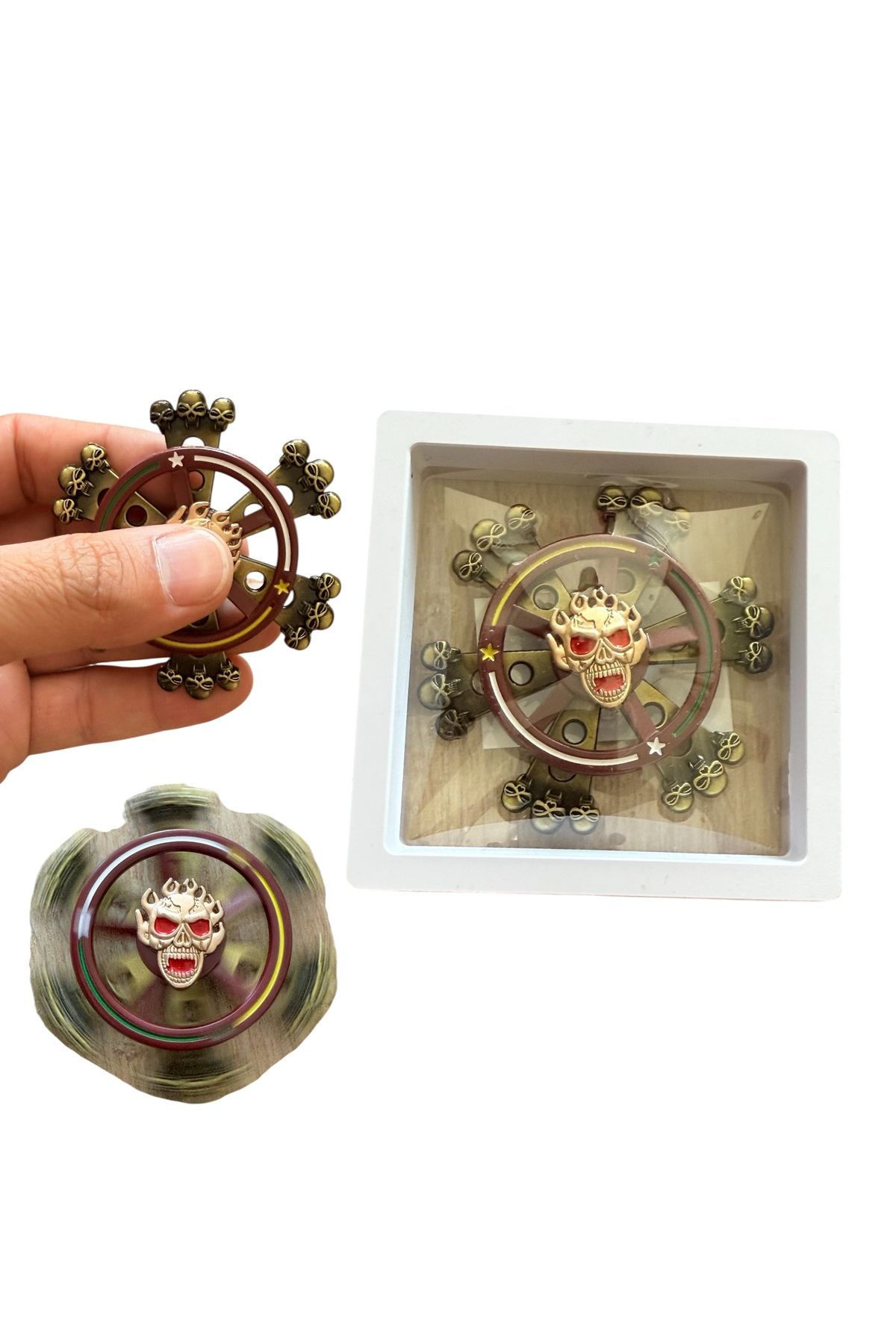 tmtoysandmore Metal Stres Çarkı Fidget Yeni Model 2li Kuru Kafalı Stres Atıcı Özel Kutulu