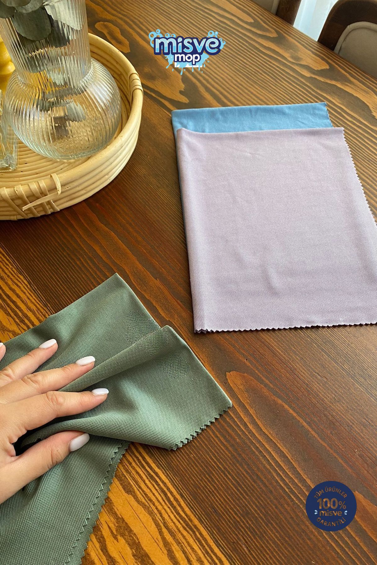 Misvele Misveclean ( 3 Adet ) Mikrofiber Cam Bezi Lazer Kesim 40*50 Cm