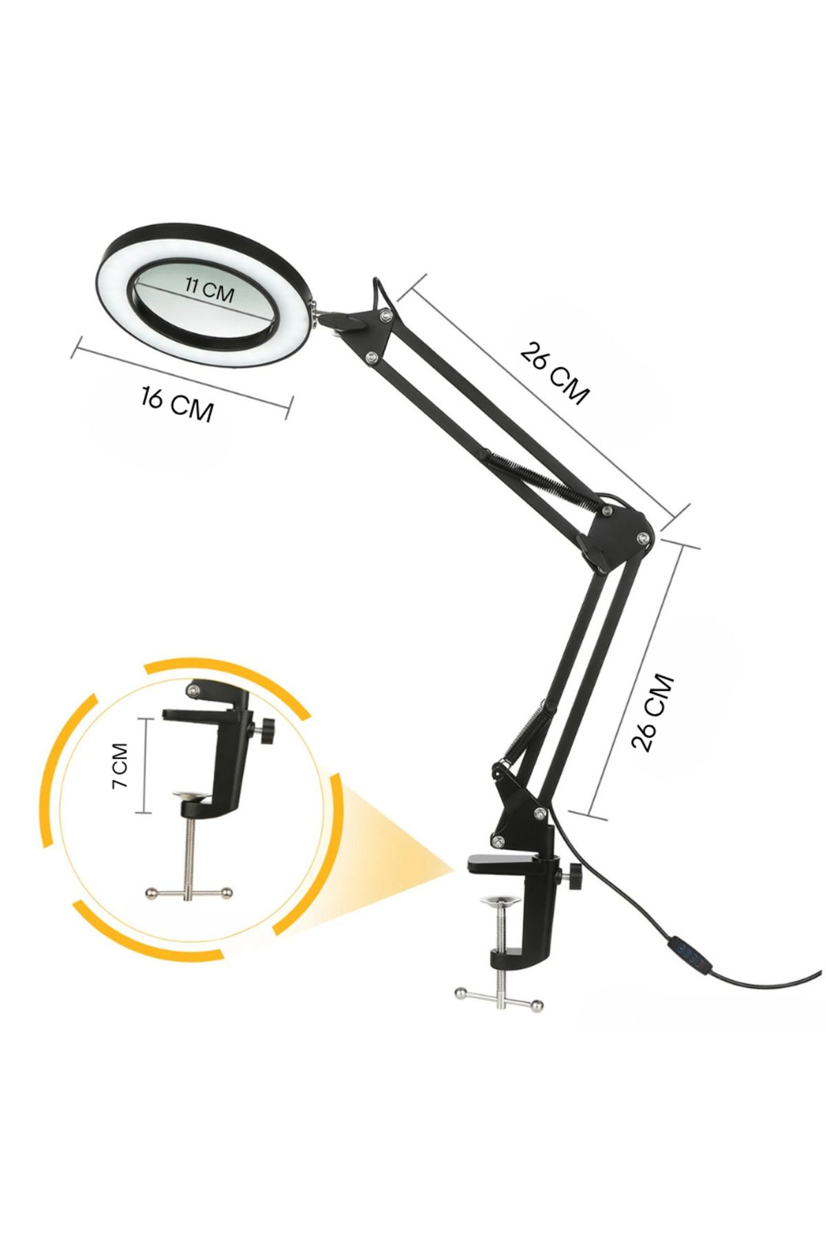 TAREZ-Sr5X Led Lighted Desk Magnifier |   5X Magnification, 72 Leds, Foldable Arm, 3 Light Modes & 10 Level Lights 4