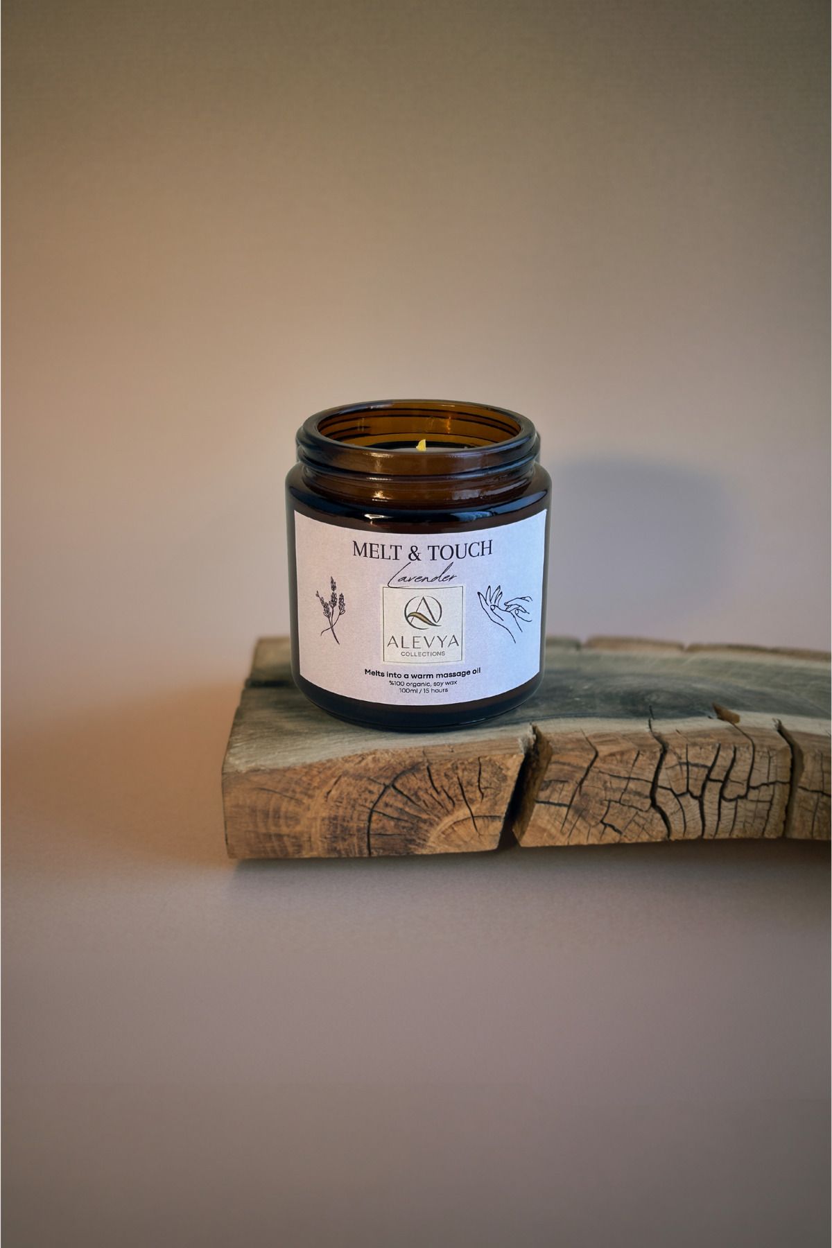 Alevya Collections Melt & Touch Serisi Lavanta Yağlı Mum / Eridiğinde Masaj Yağına Dönüşür /%100 Doğal-Vegan İçerik