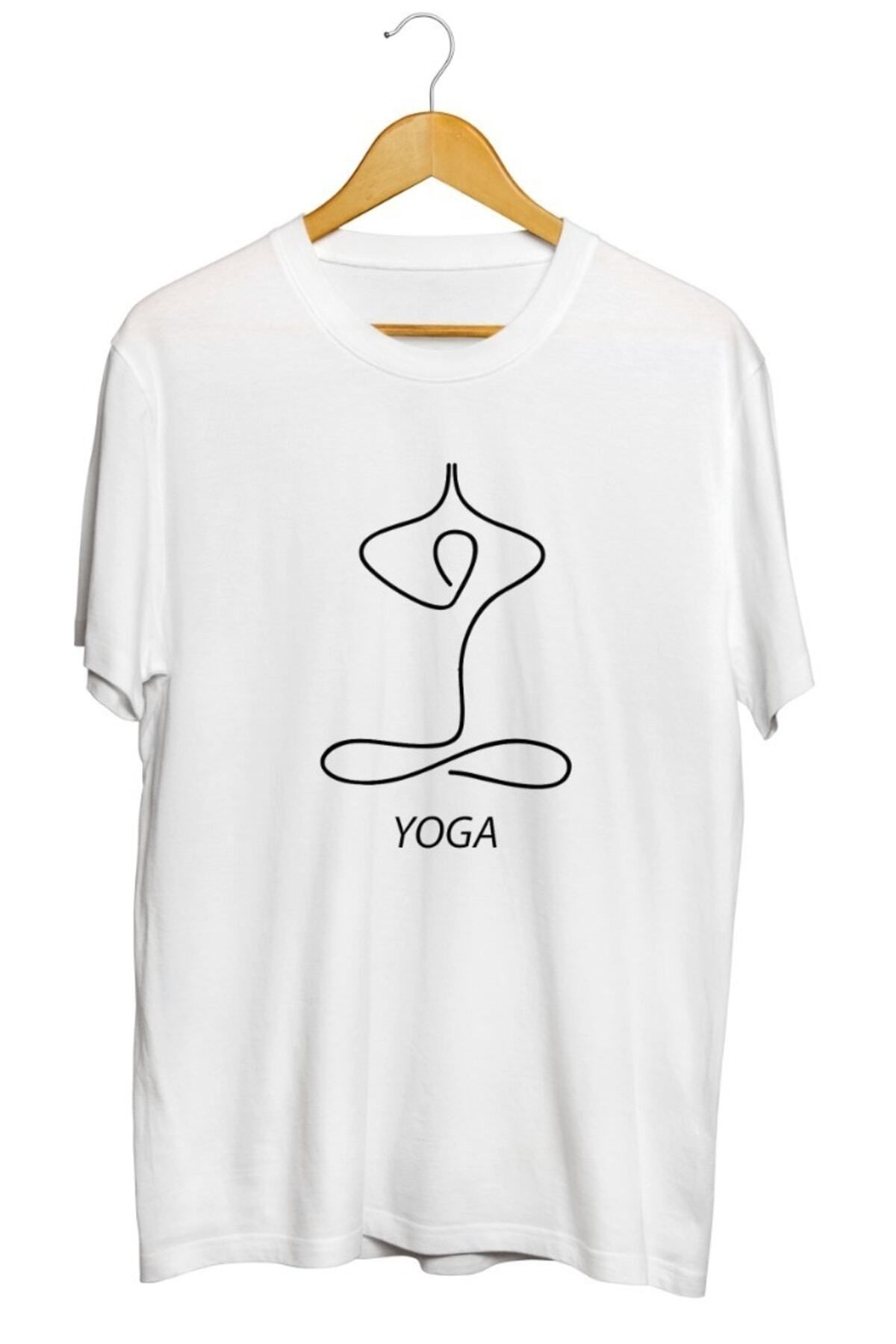 Miba Store Yoga Minimal Line Art Baskılı Unisex Tişört