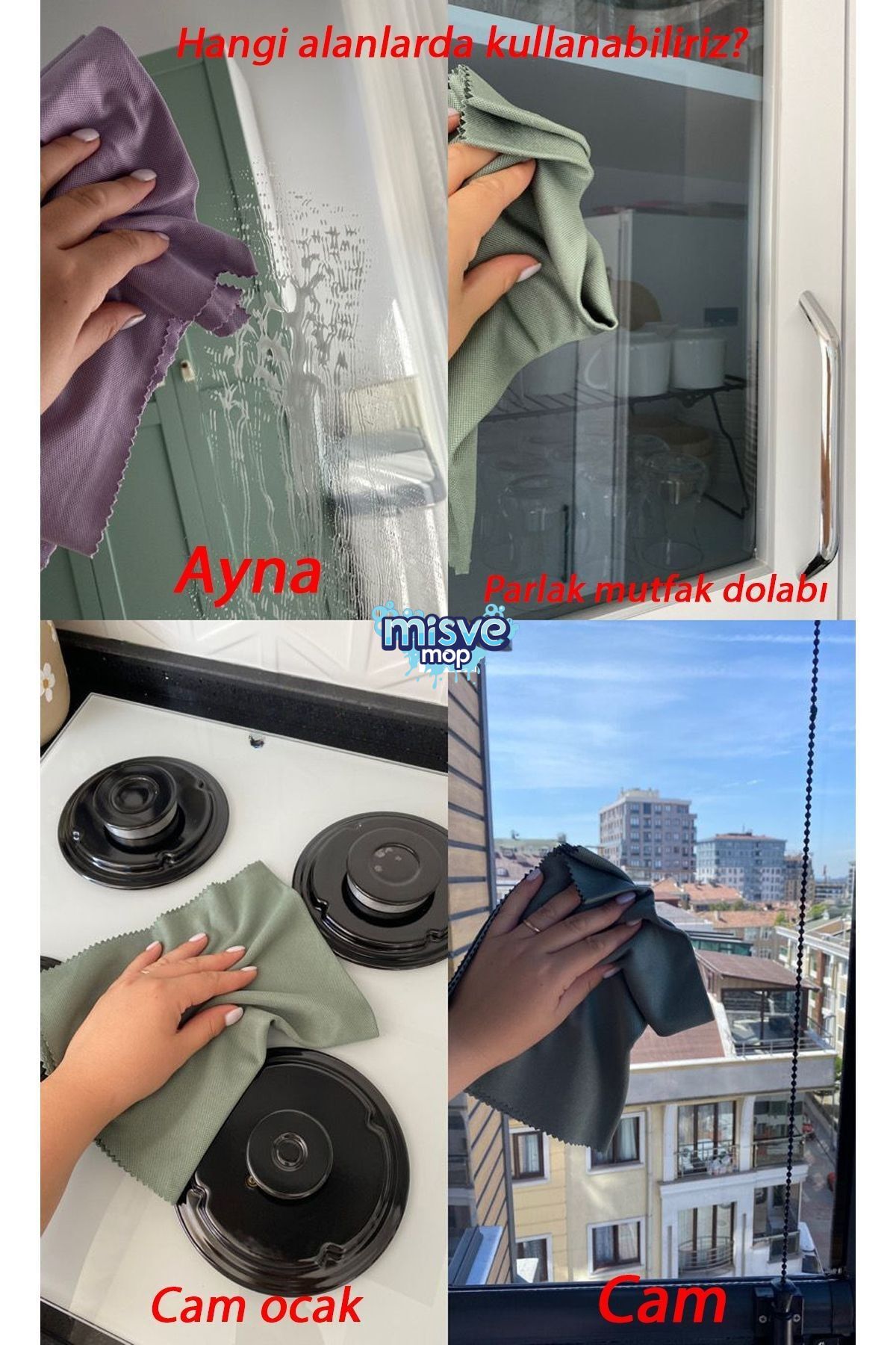 Misvele Misveclean ( 1 Adet ) Mikrofiber Cam Bezi Lazer Kesim 50*70 Cm