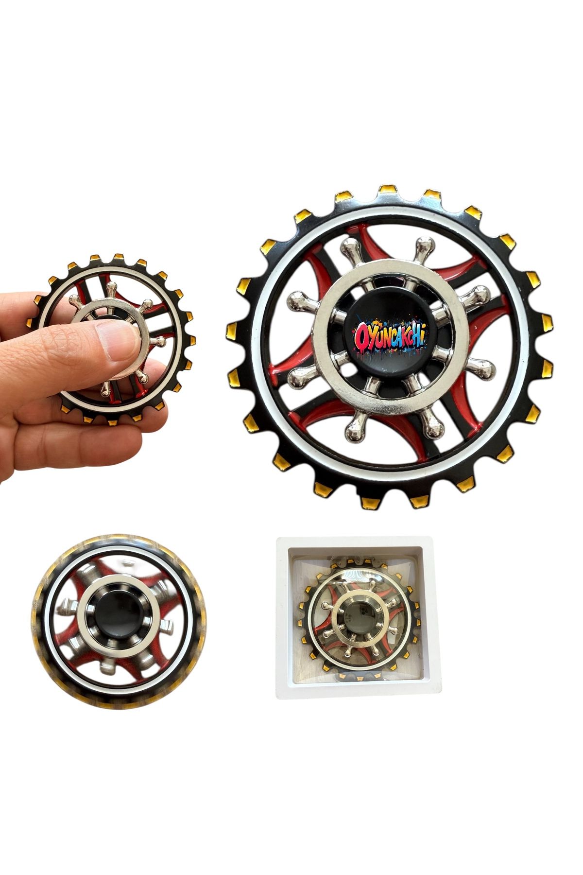 tmtoysandmore Metal Stres Çarkı Fidget Yeni Model 2li Gri Dümen Modelli Stres Atıcı Özel Kutulu