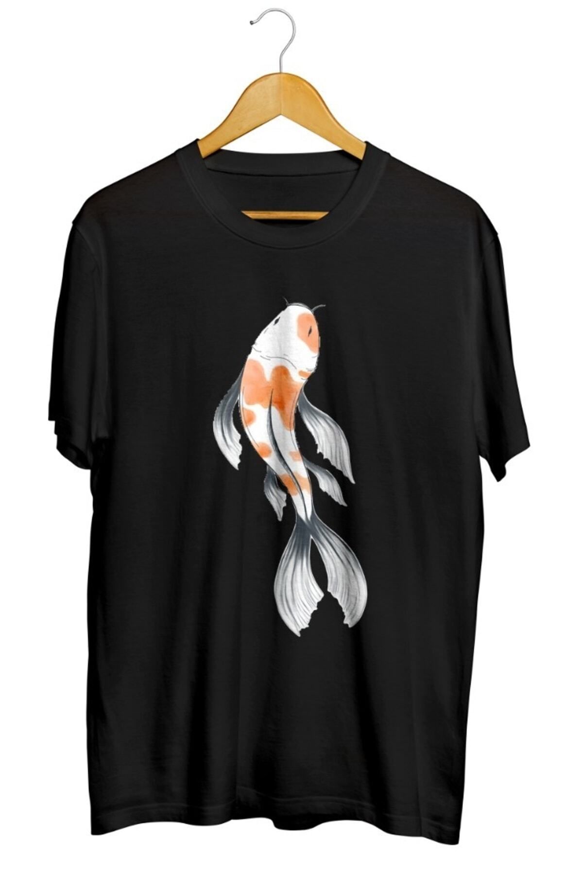 Miba Store Japon Balığı Koi Baskılı Unisex Tişört